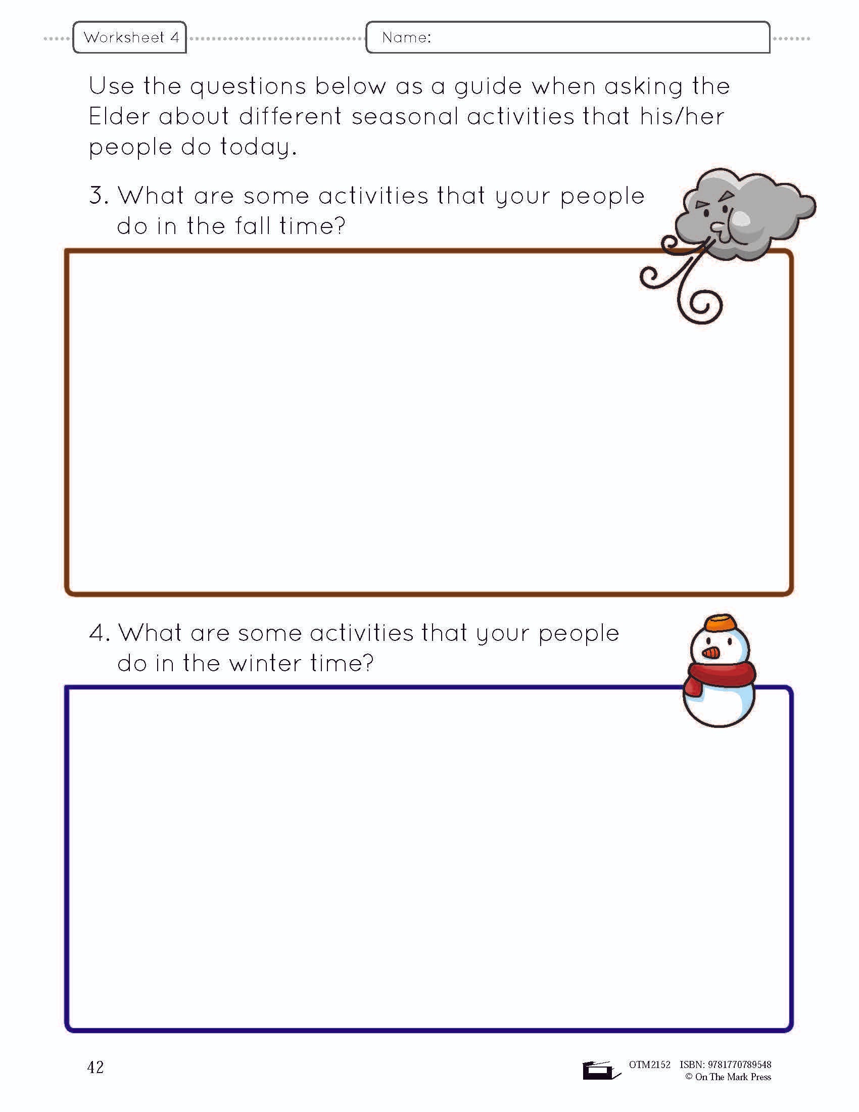 Aboriginal Activities Throughout Seasonal Changes Lesson Plan Grade 1