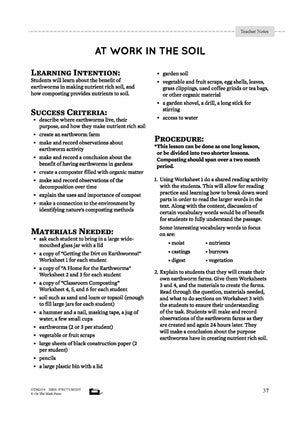 At Work in the Soil Lesson Plan Grade 3