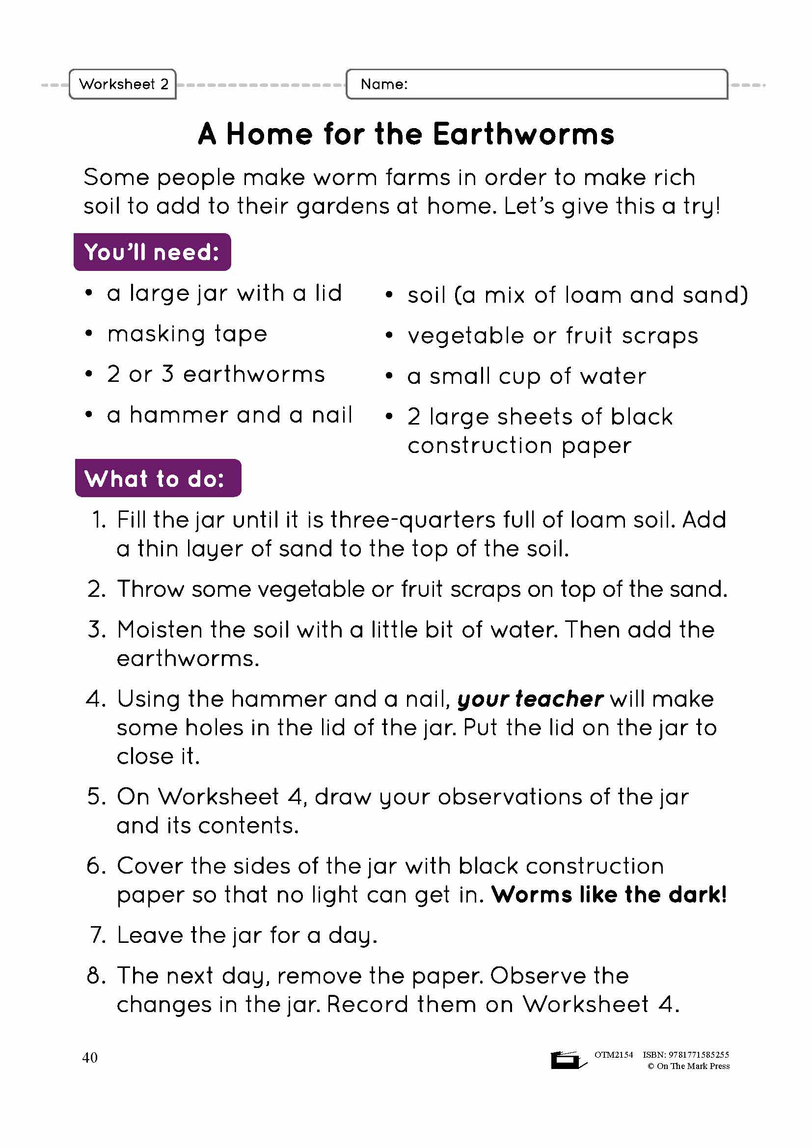 At Work in the Soil Lesson Plan Grade 3