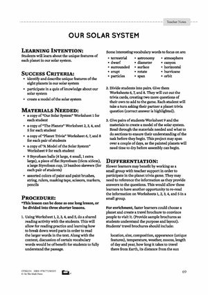 Our Solar System Lesson Plan Grade 3