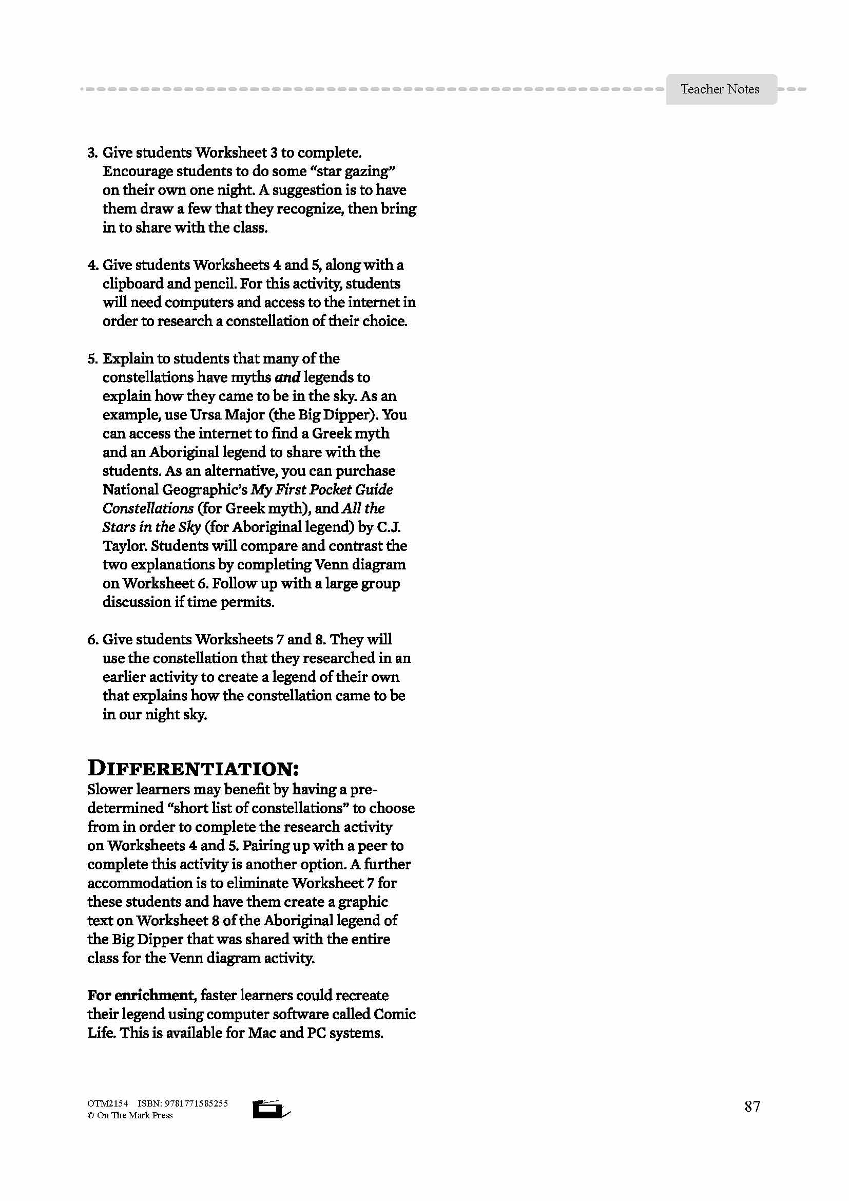 Constellations Lesson Plan Grade 3