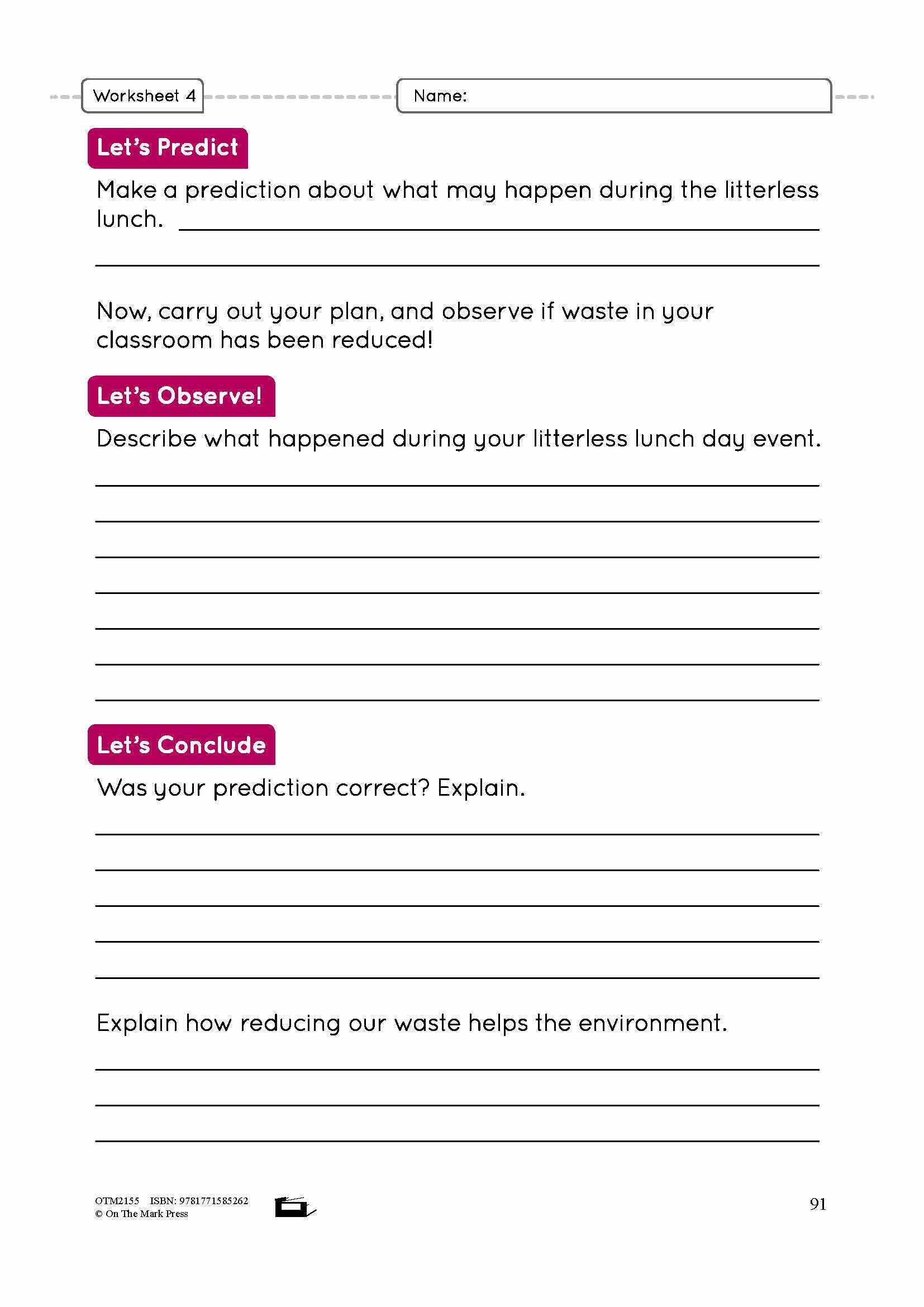 Reduce, Reuse, Recycle!  Grade 4 Lesson Plan