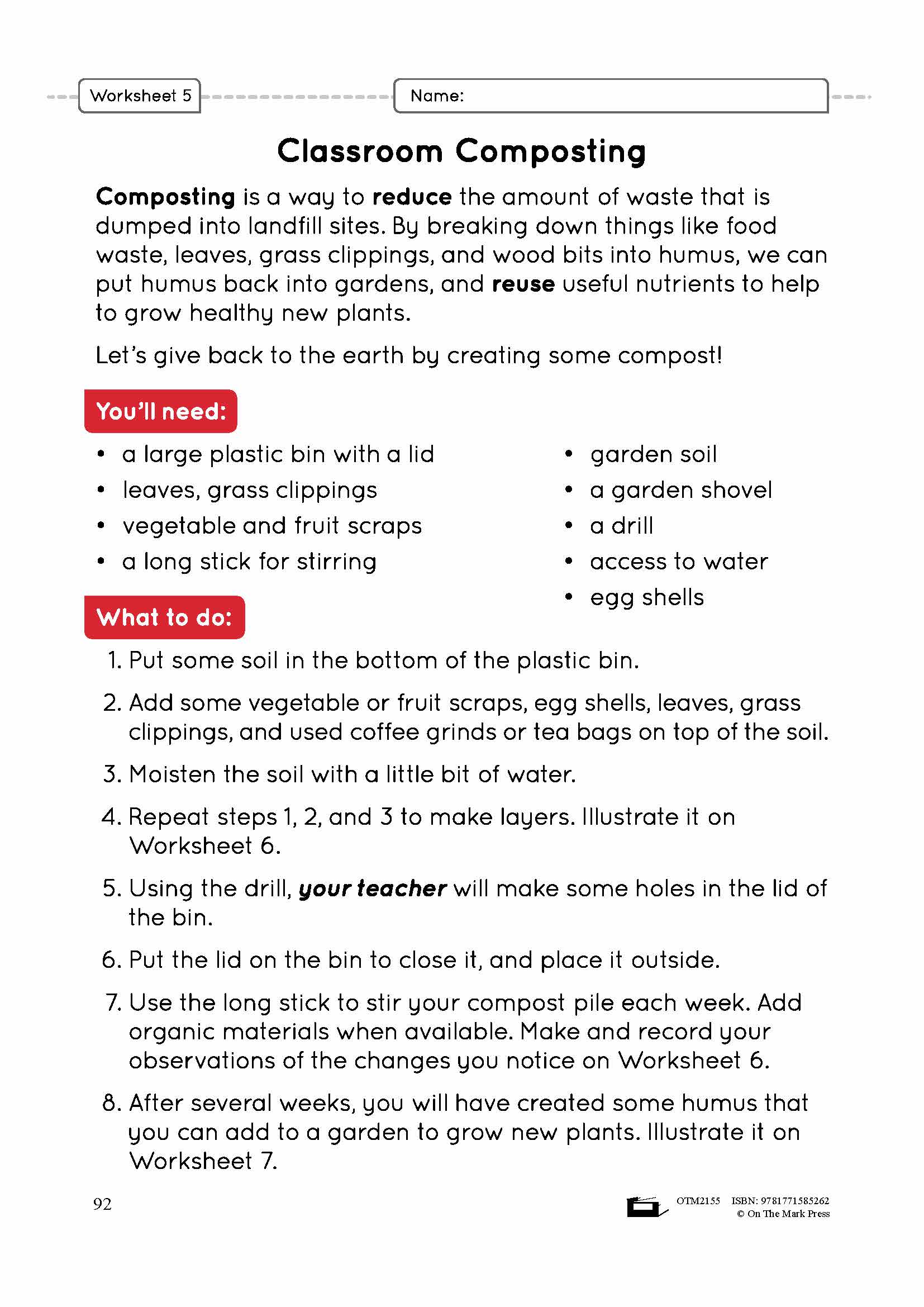 Reduce, Reuse, Recycle!  Grade 4 Lesson Plan