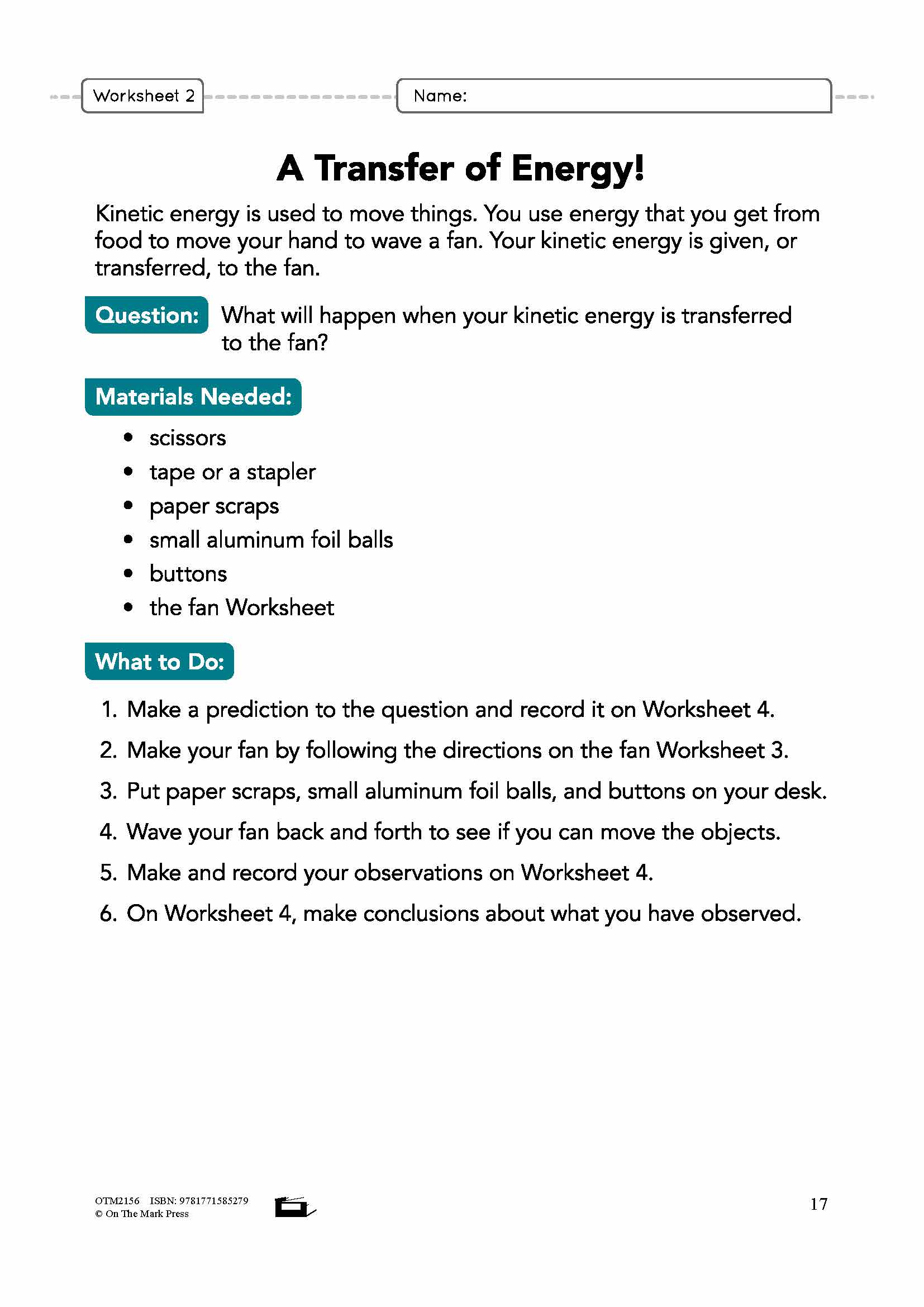 Energy Transformation Grade 5 Lesson Plan