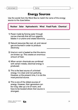 Energy Sources Grade 5 Lesson Plan