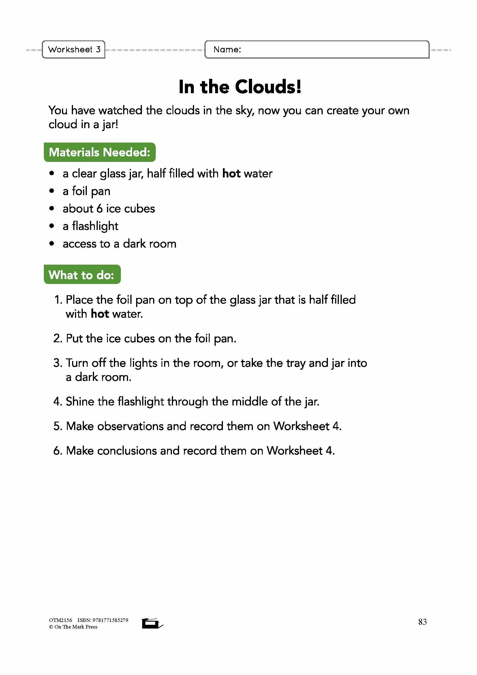 Cloud Formation Grade 5 Lesson Plan