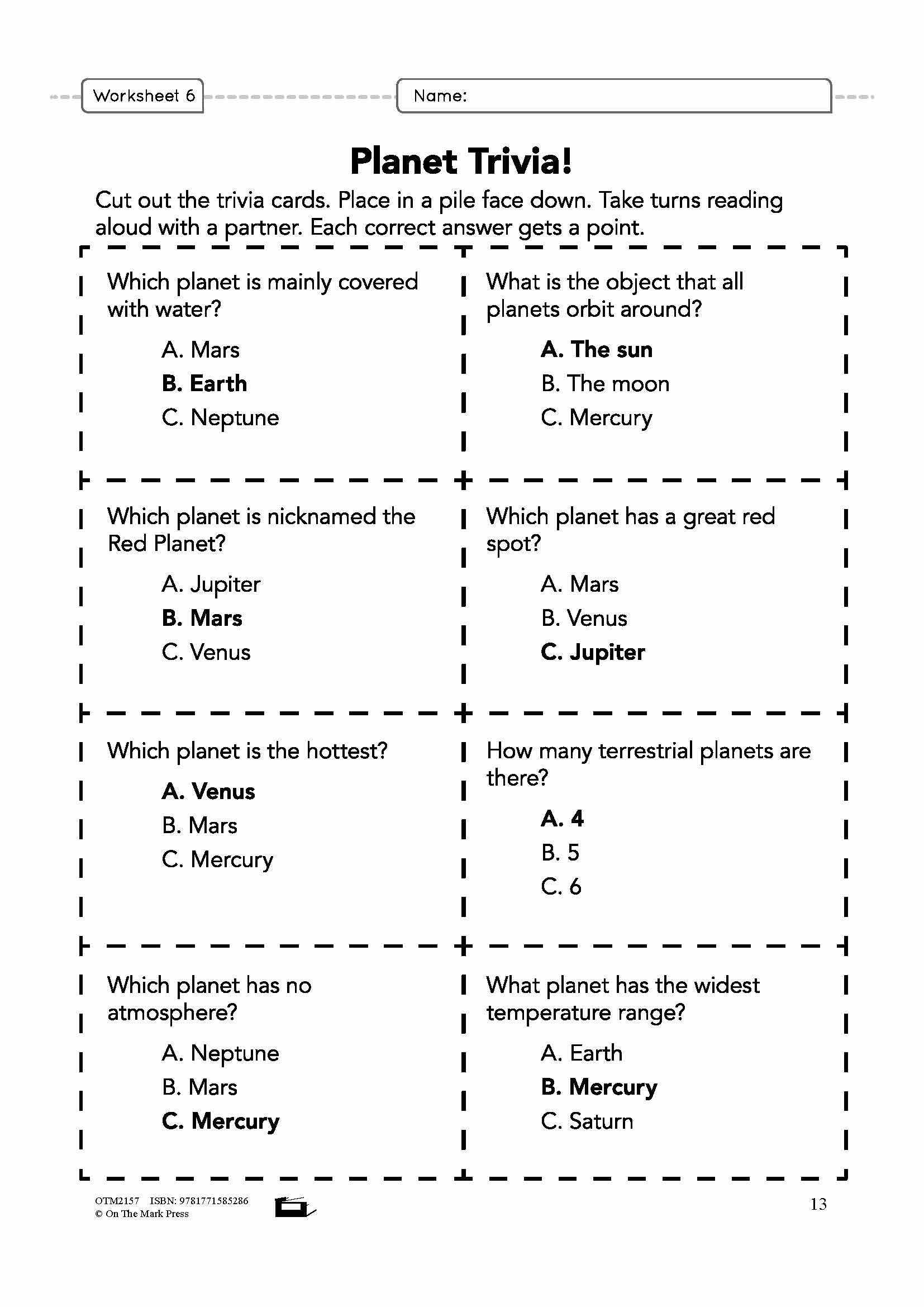 Our Solar System Grade 6 Lesson Plan