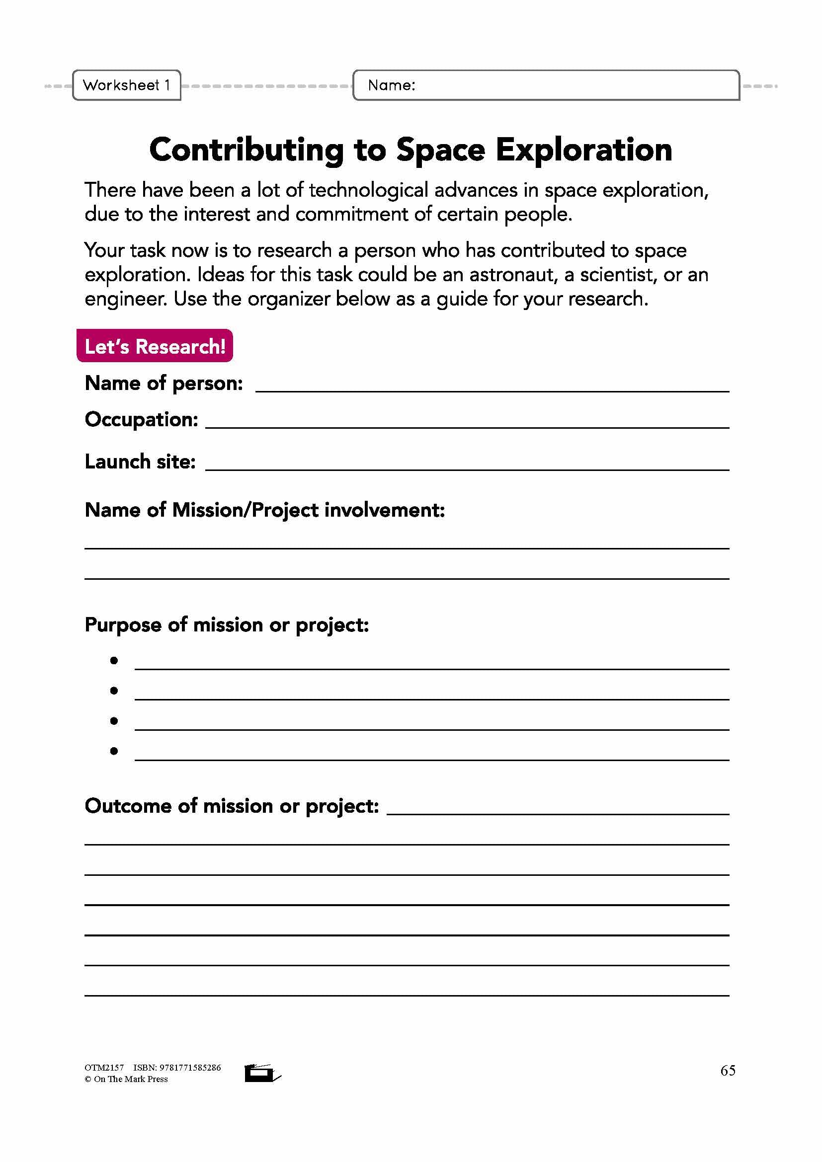 Space Explorers Grade 6 Lesson Plan