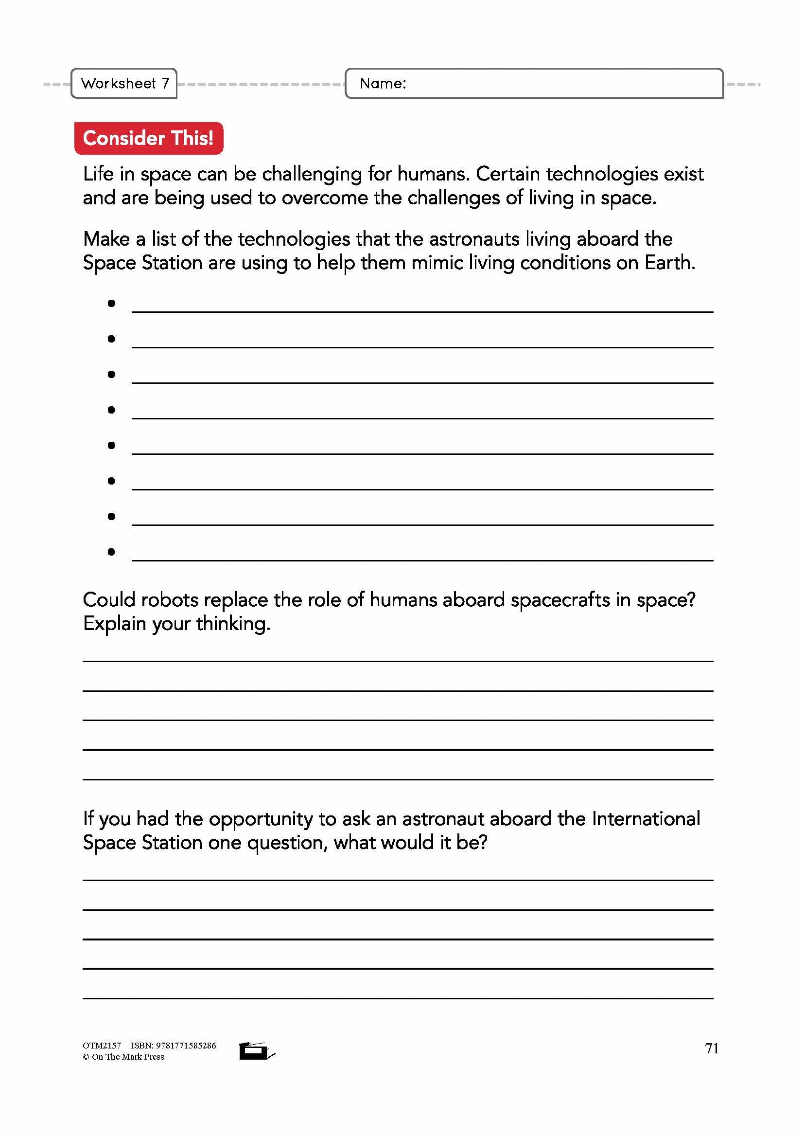 Space Explorers Grade 6 Lesson Plan
