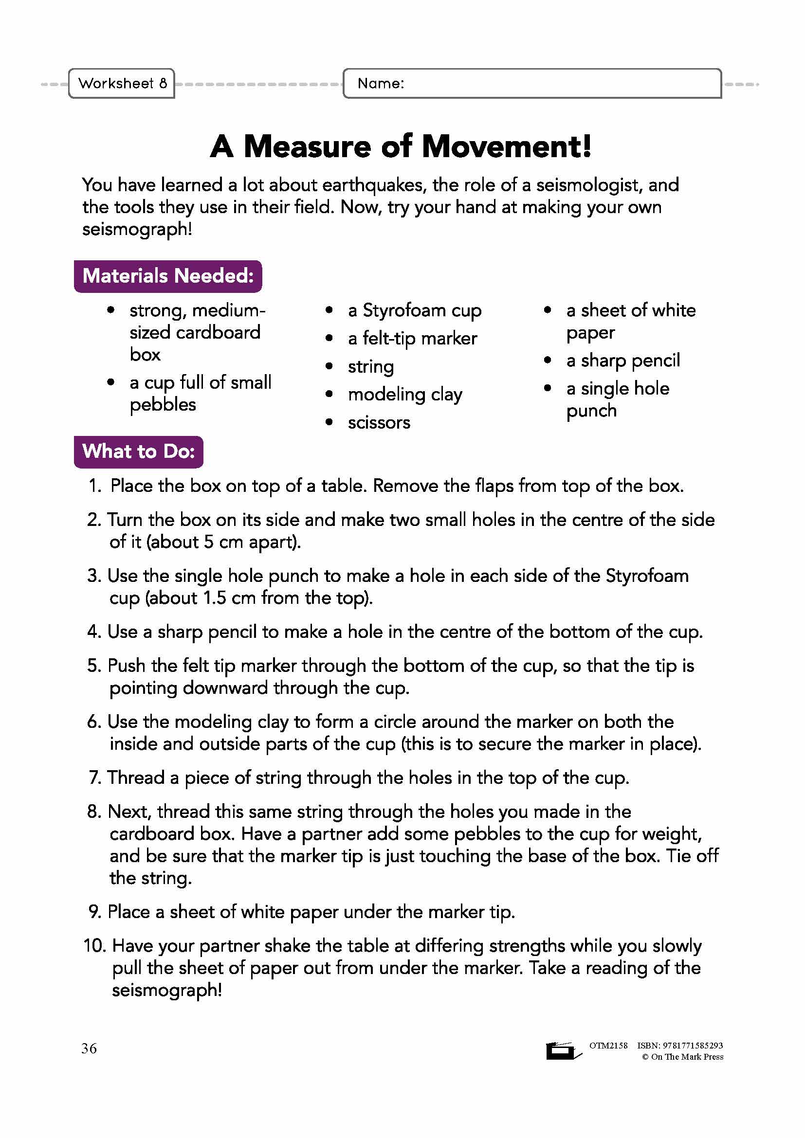 Earthquakes Grade 7 Lesson Plan