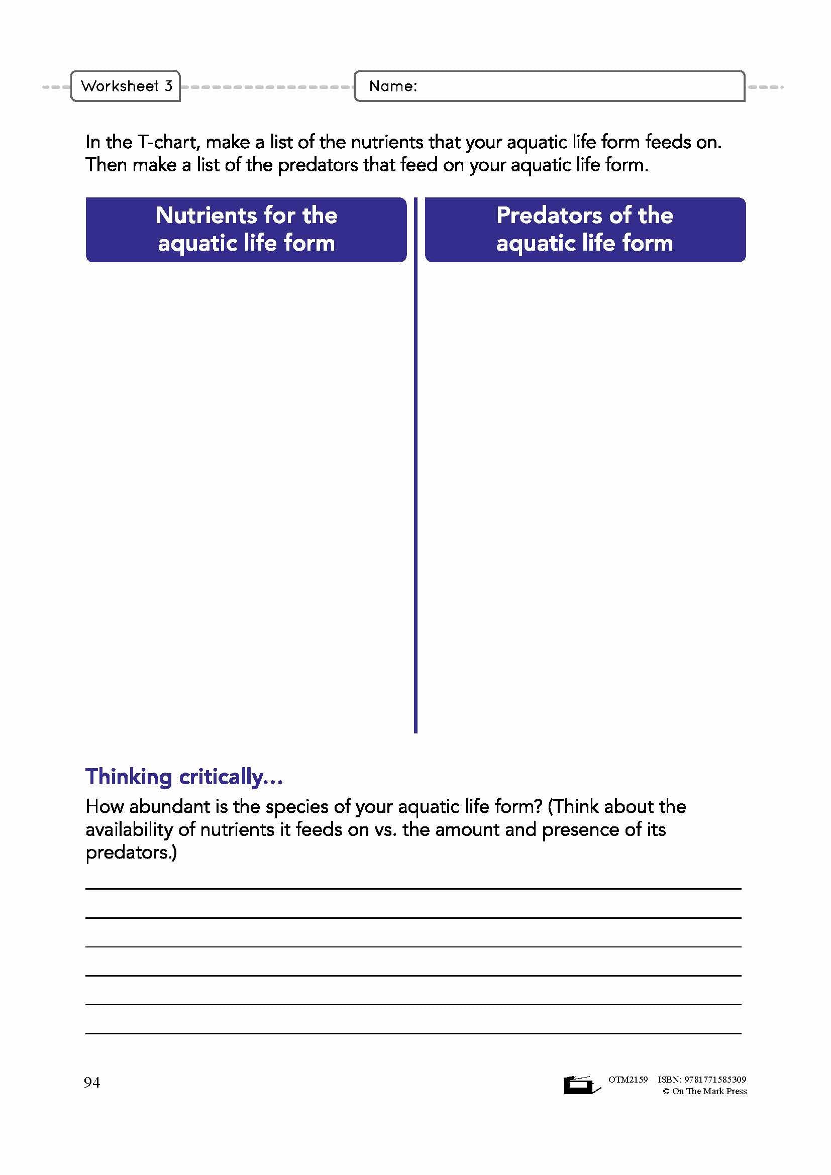 The Aquatic Environment Grade 8 Lesson Plan