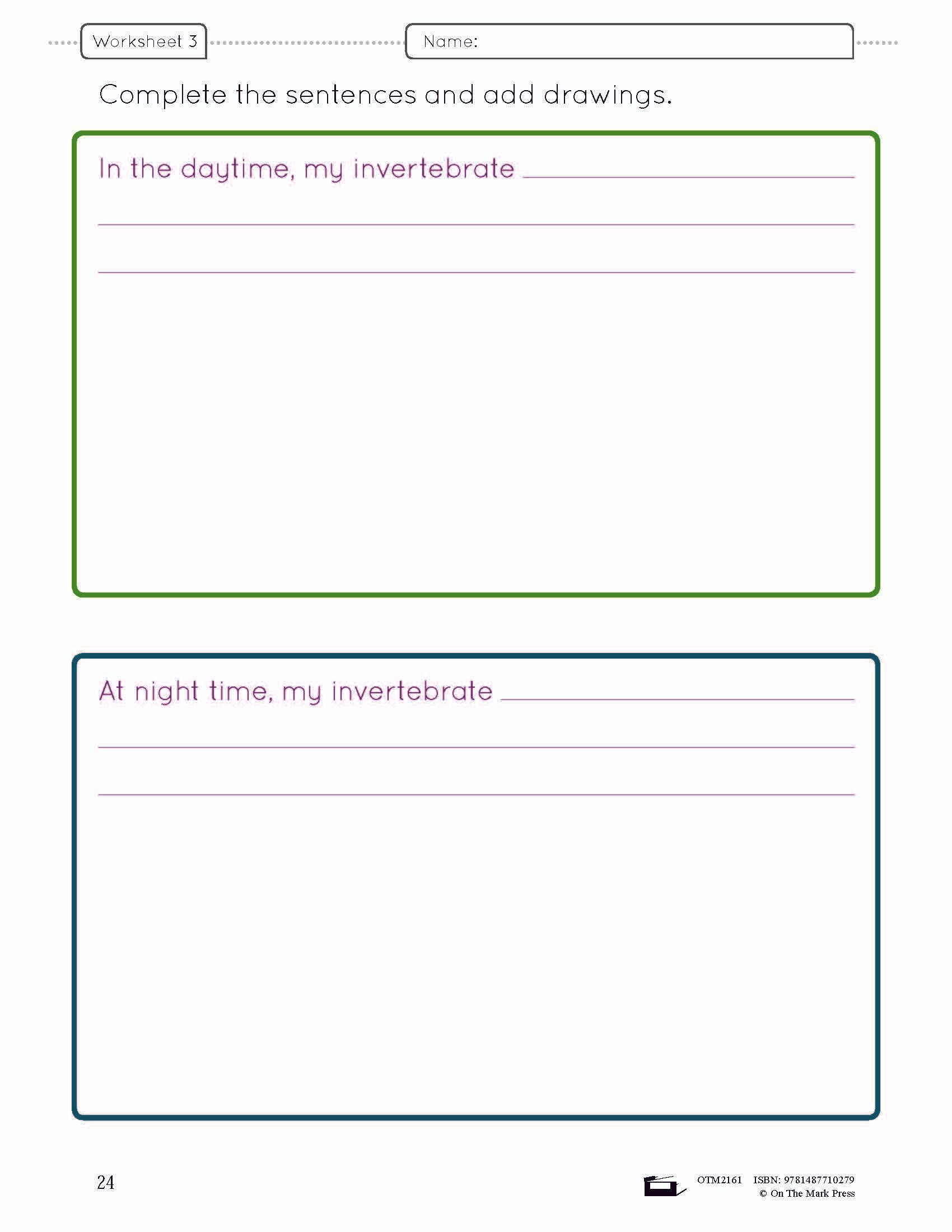 A Study of Invertebrates Lesson Plan and Worksheets Grade 2