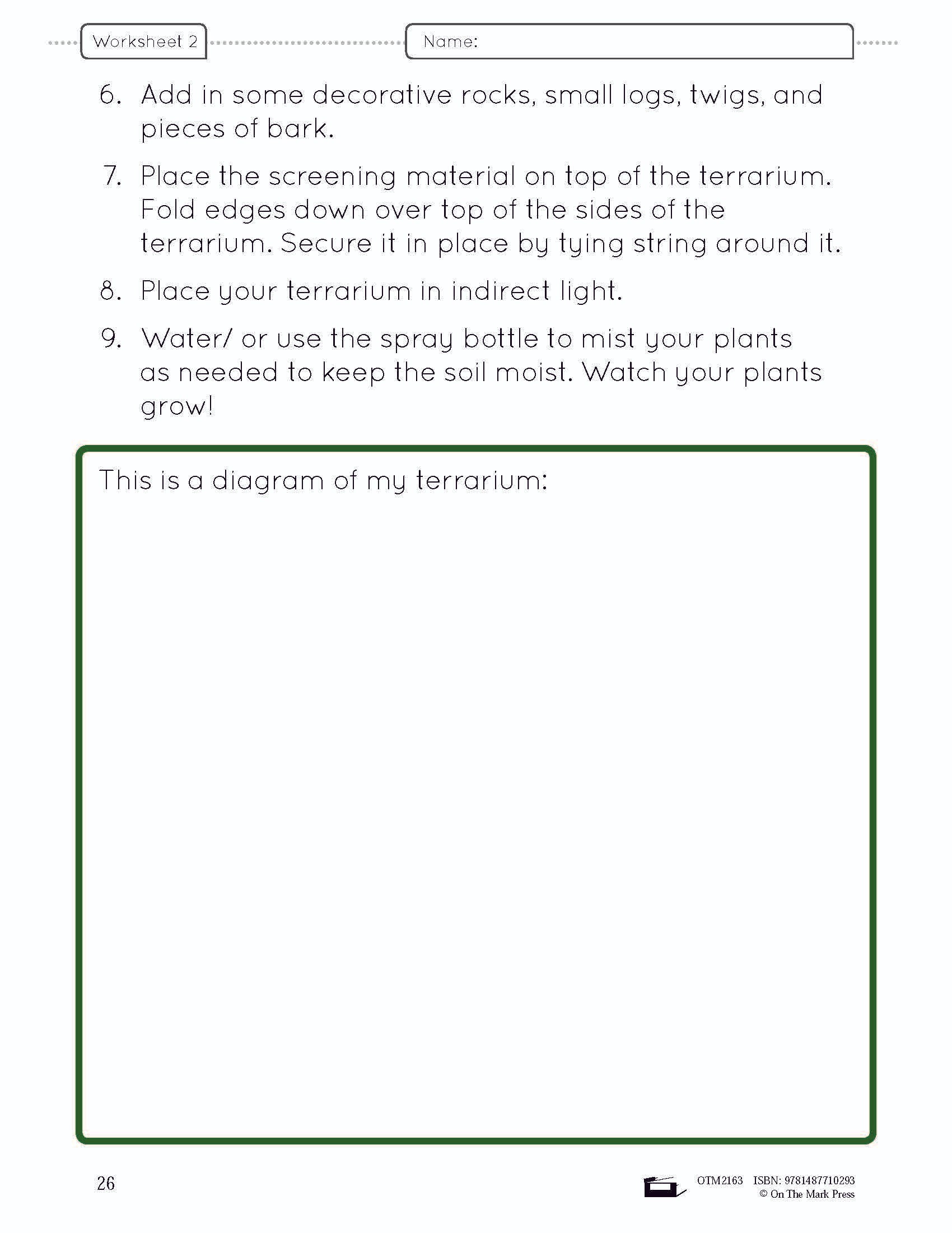 A Habitat Creation - creating a woodland terrarium lesson and worksheets Grade 4