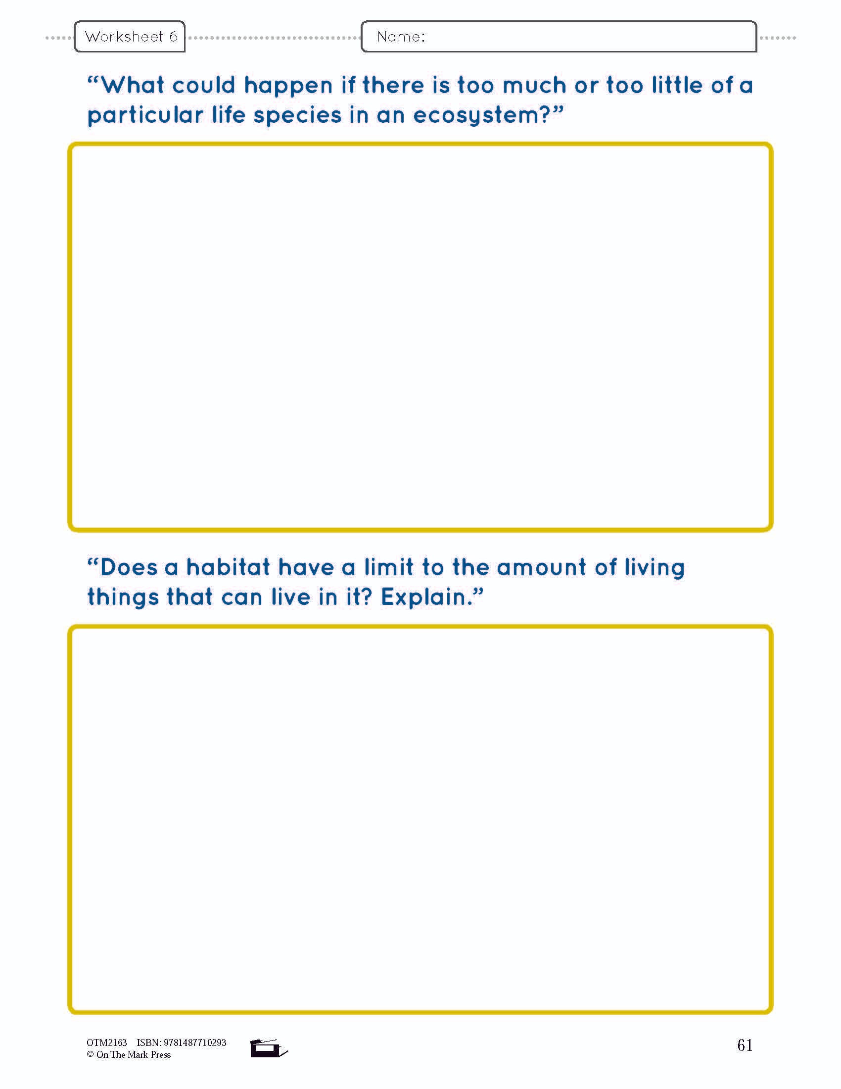 Balance in the Natural World Lesson Plan and Student Worksheets Grade 4