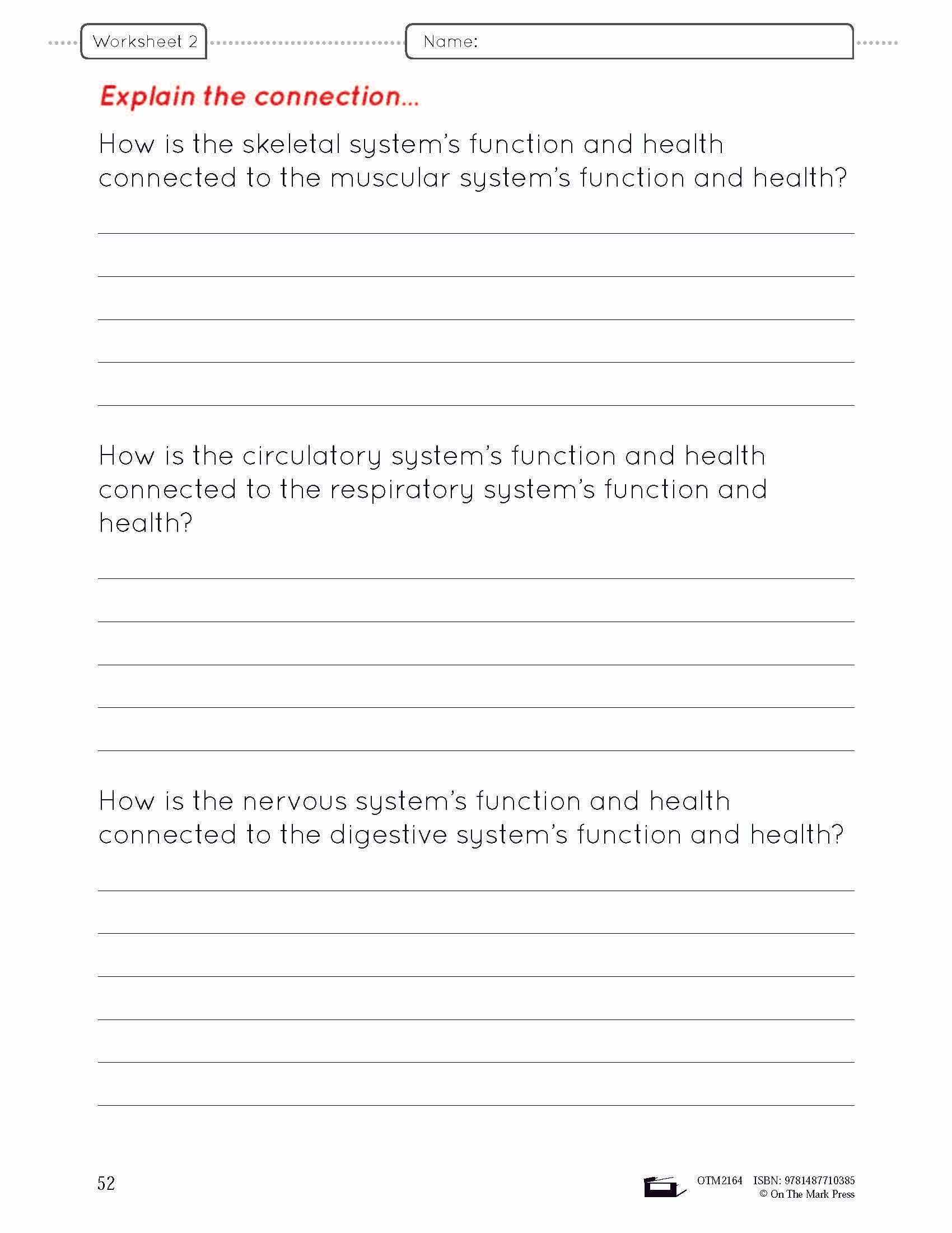 Body Systems Lesson & Worksheets e-Lesson Plan Grade 5
