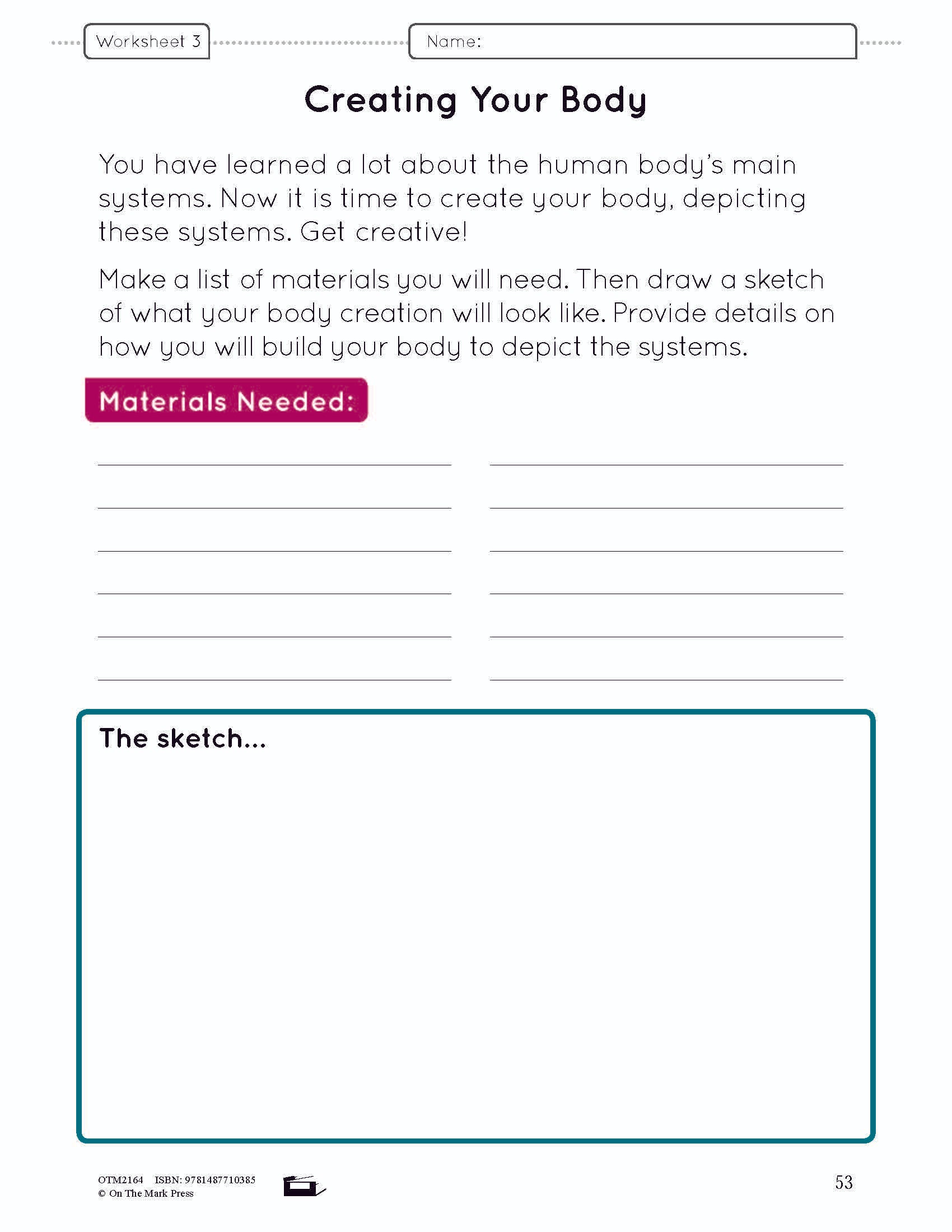 Body Systems Lesson & Worksheets e-Lesson Plan Grade 5