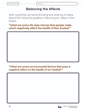 Body Systems Lesson & Worksheets e-Lesson Plan Grade 5