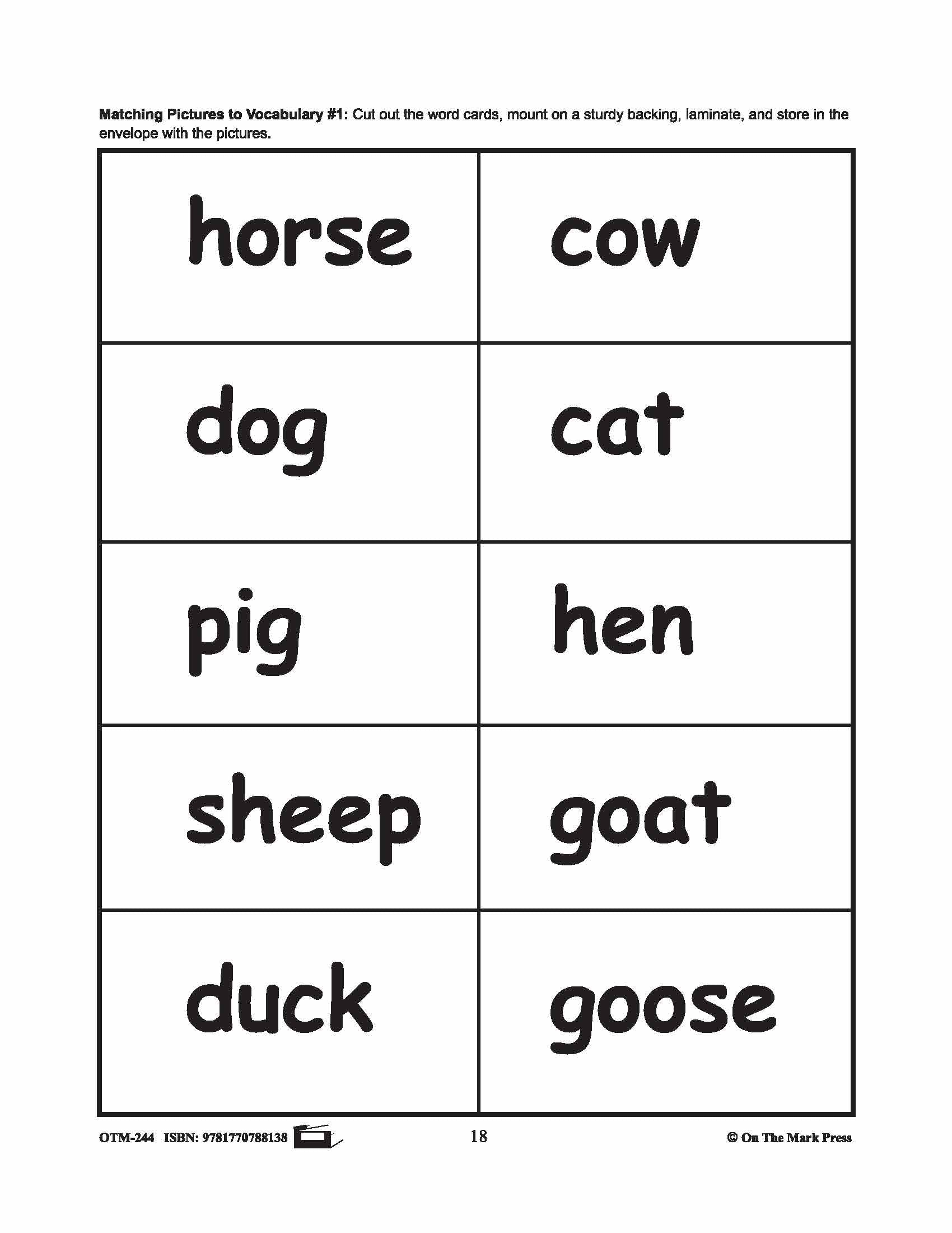 Farmyard Friends - 5 Vocabulary Activities Prek-K