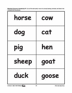Farmyard Friends - 5 Vocabulary Activities Prek-K