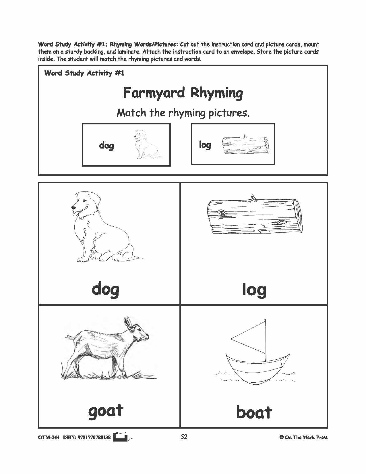 Farmyard Friends - 5 Word Study Activities Prek-K