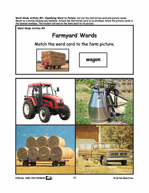 Farmyard Friends - 5 Word Study Activities Prek-K