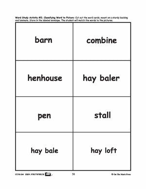 Farmyard Friends - 5 Word Study Activities Prek-K