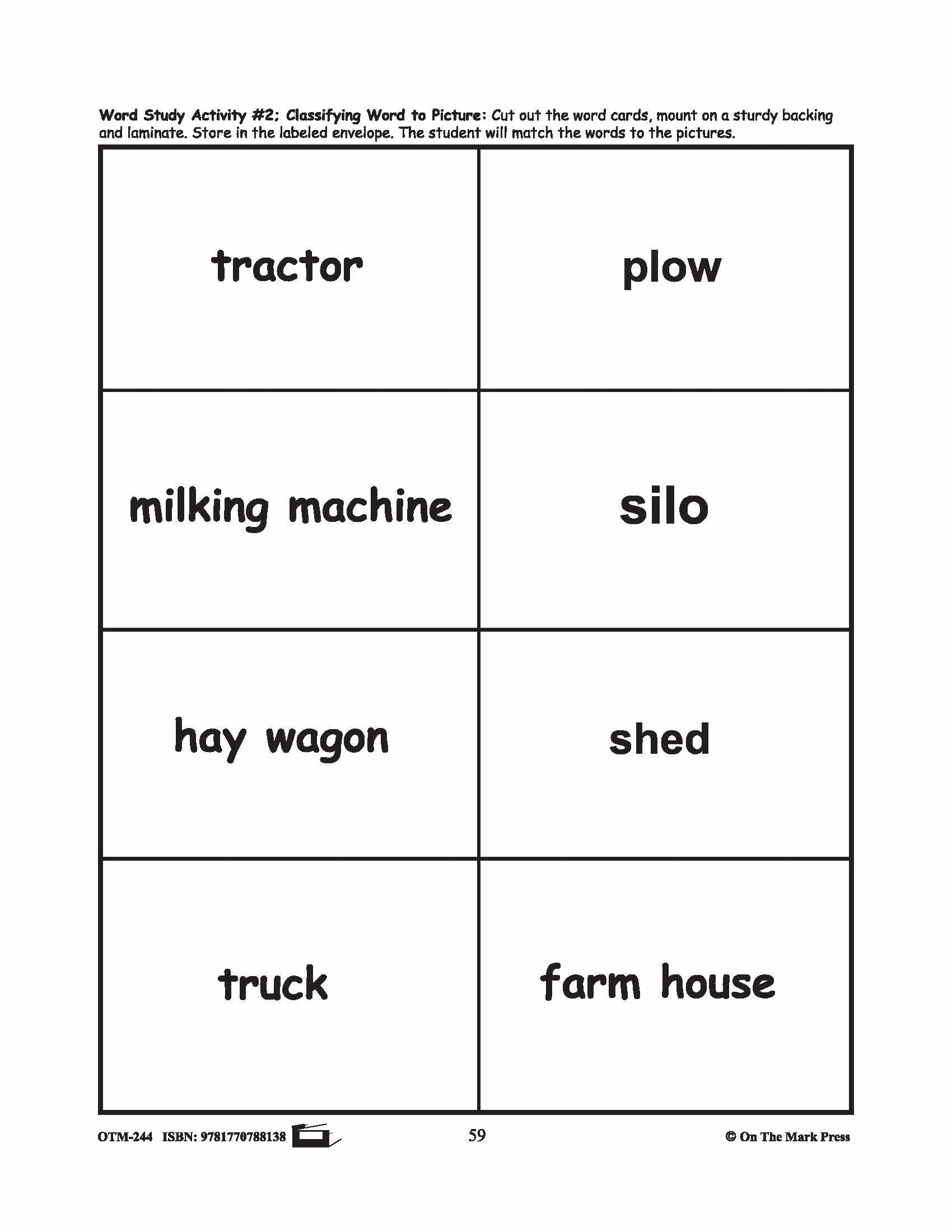 Farmyard Friends - 5 Word Study Activities Prek-K