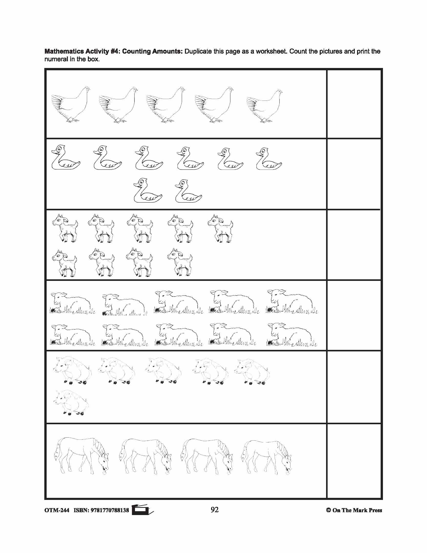 Farmyard Friends - Math Activities Prek-K