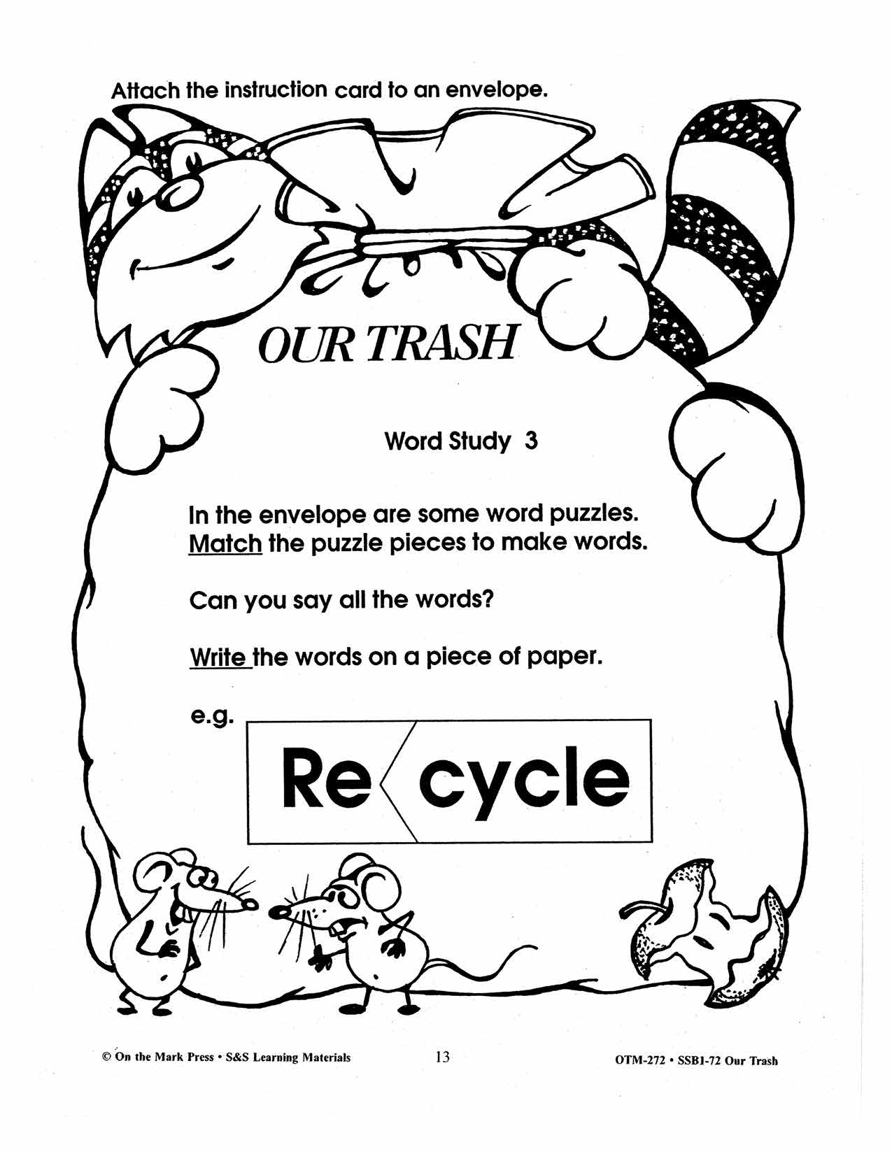 Our Trash Words Study Activities Gr. 2-3