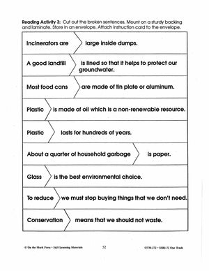 Our Trash 4 Reading Activities Gr. 2-3