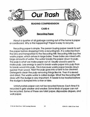 Our Trash 7 Reading Comprehension Activities with Follow-ups Gr. 2-3