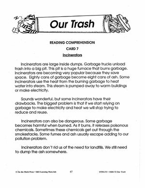 Our Trash 7 Reading Comprehension Activities with Follow-ups Gr. 2-3