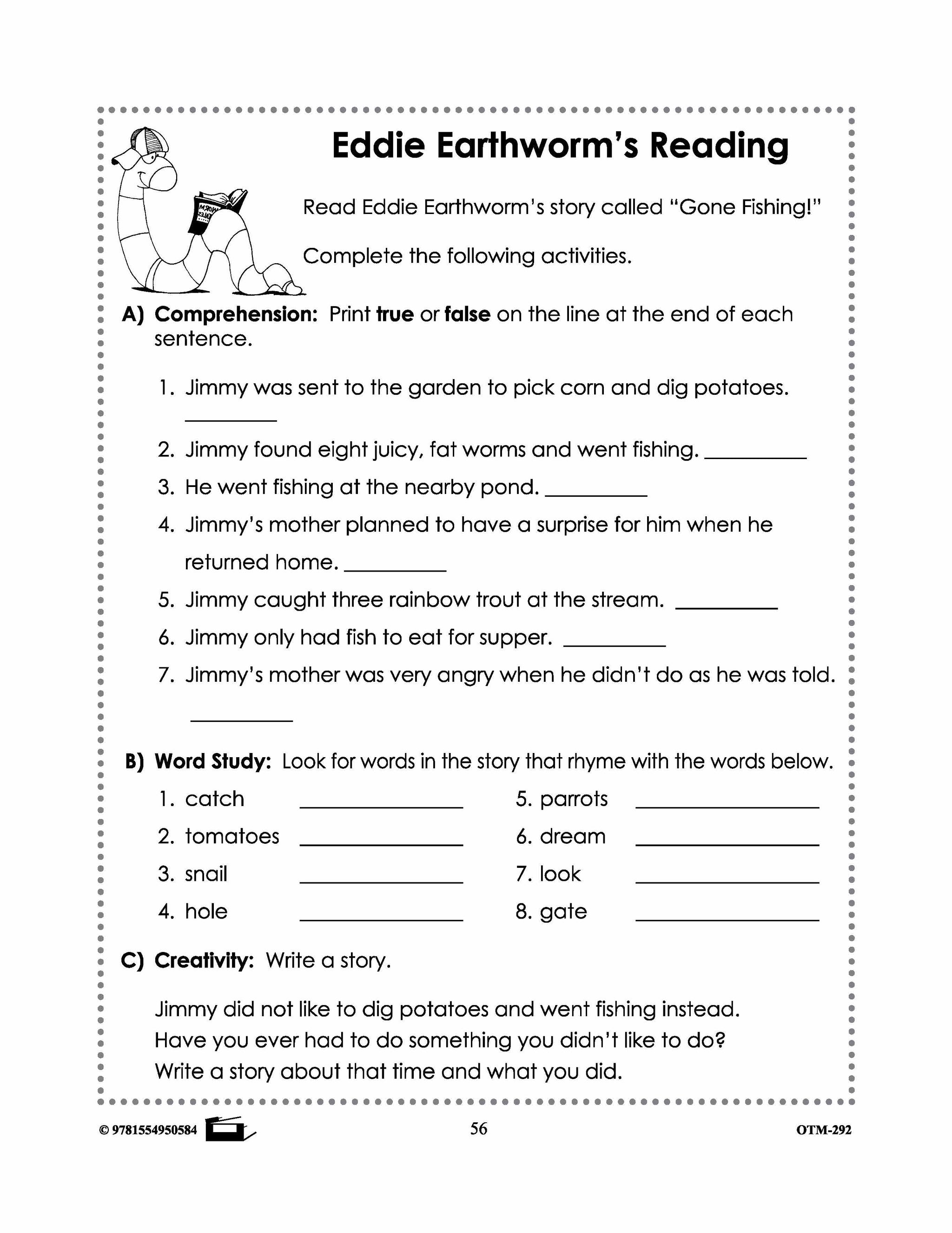 Earthworm Reading Stories & Worksheets! Grades 2-3