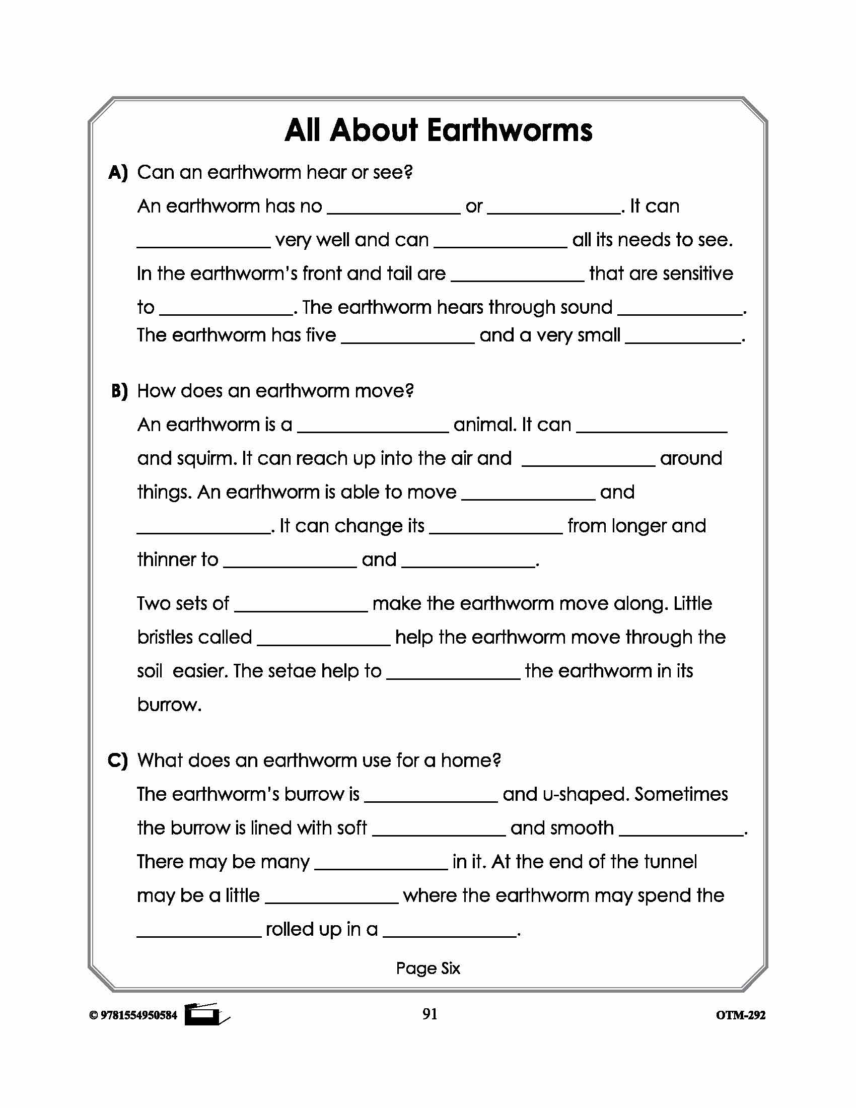 Earthworm Student Booklet! Grades 2-3