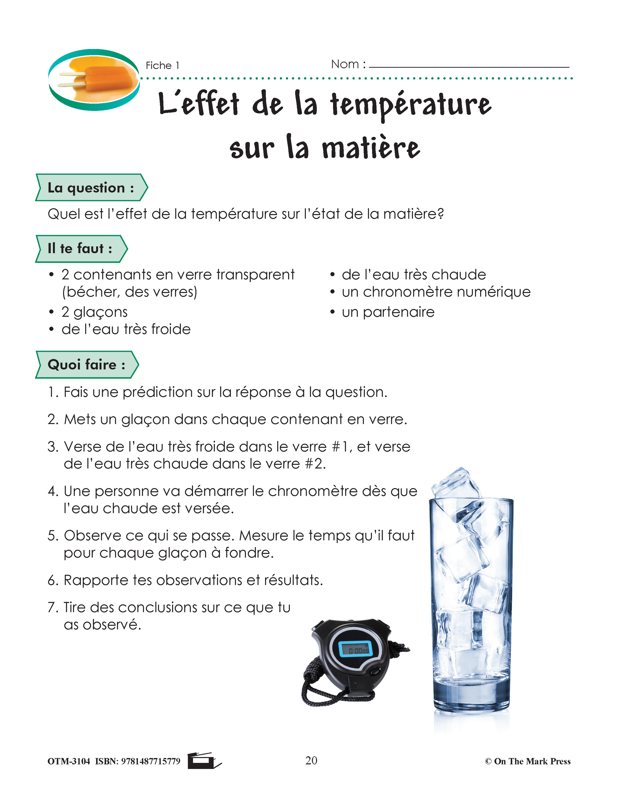 Sciences physiques 5e année