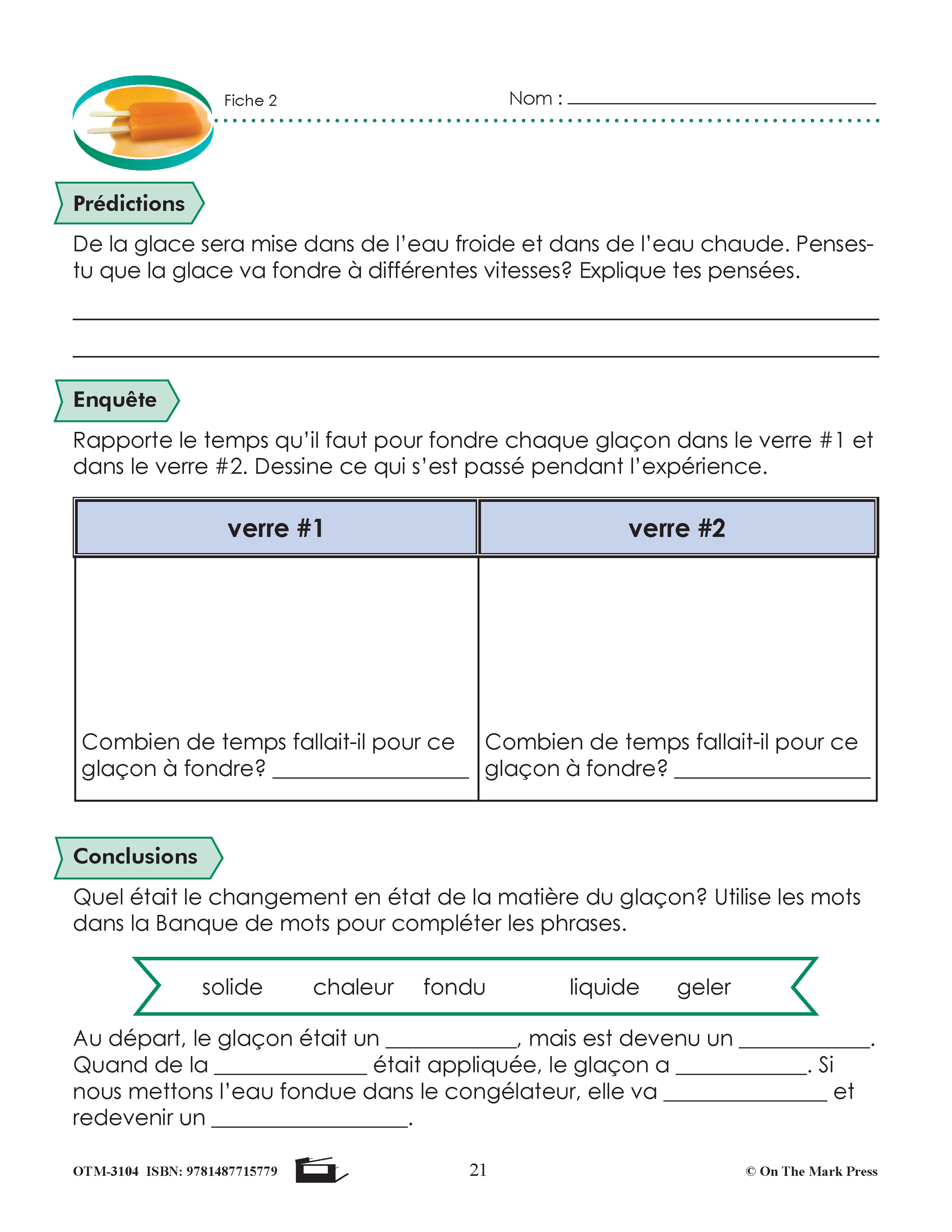 Sciences physiques 5e année