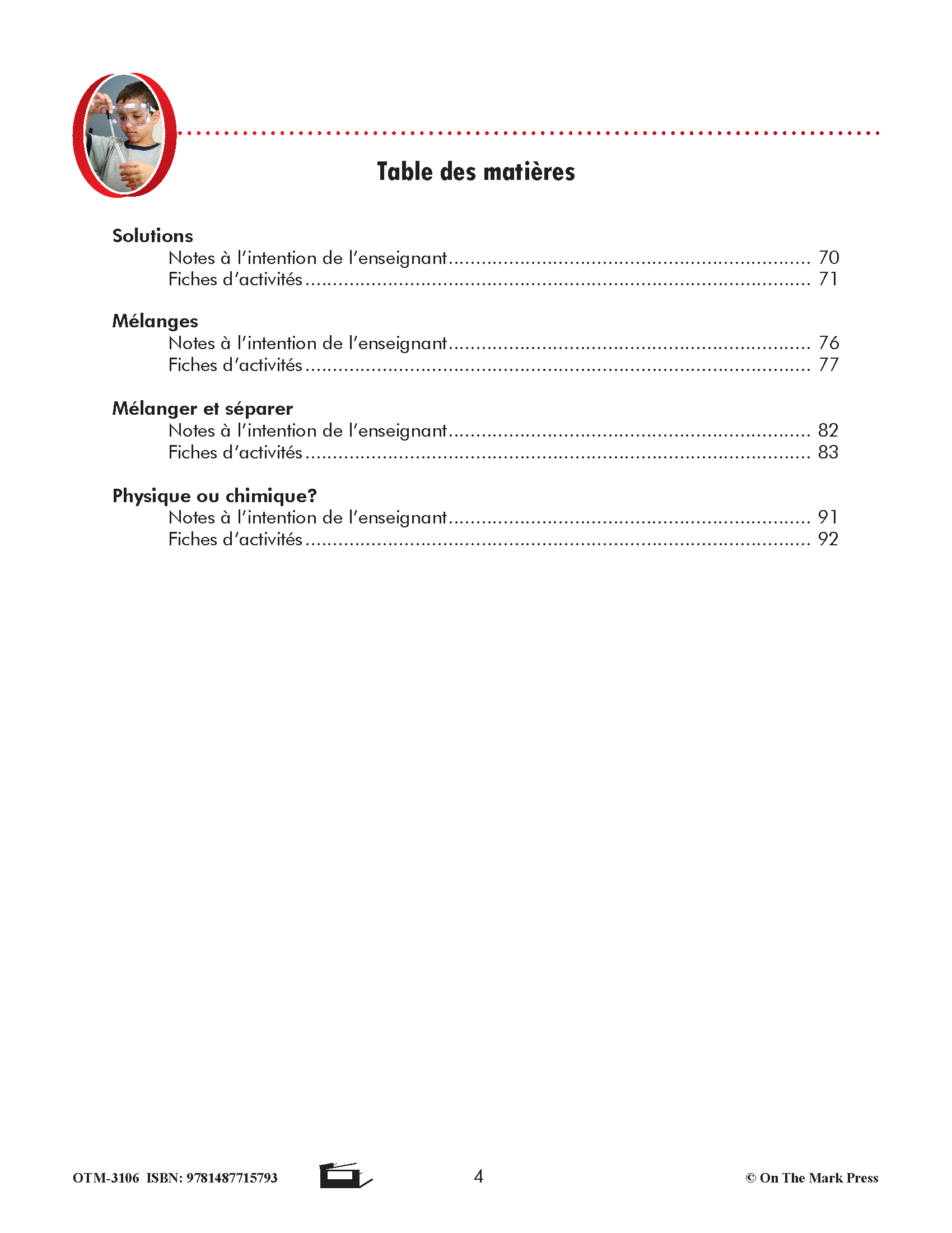 Sciences physiques 7e année