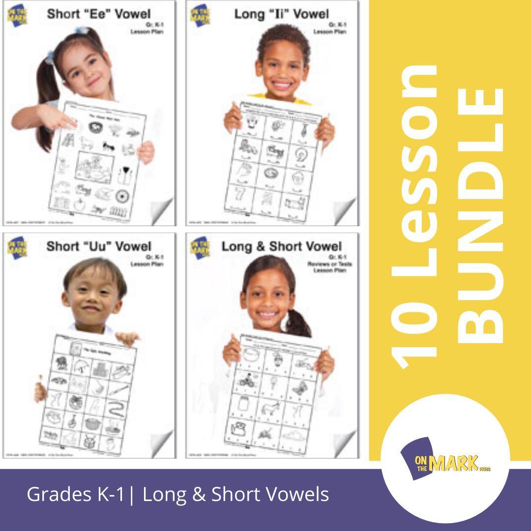 Long & Short Vowel 10 Lesson Bundle With Tests! Grades K-1