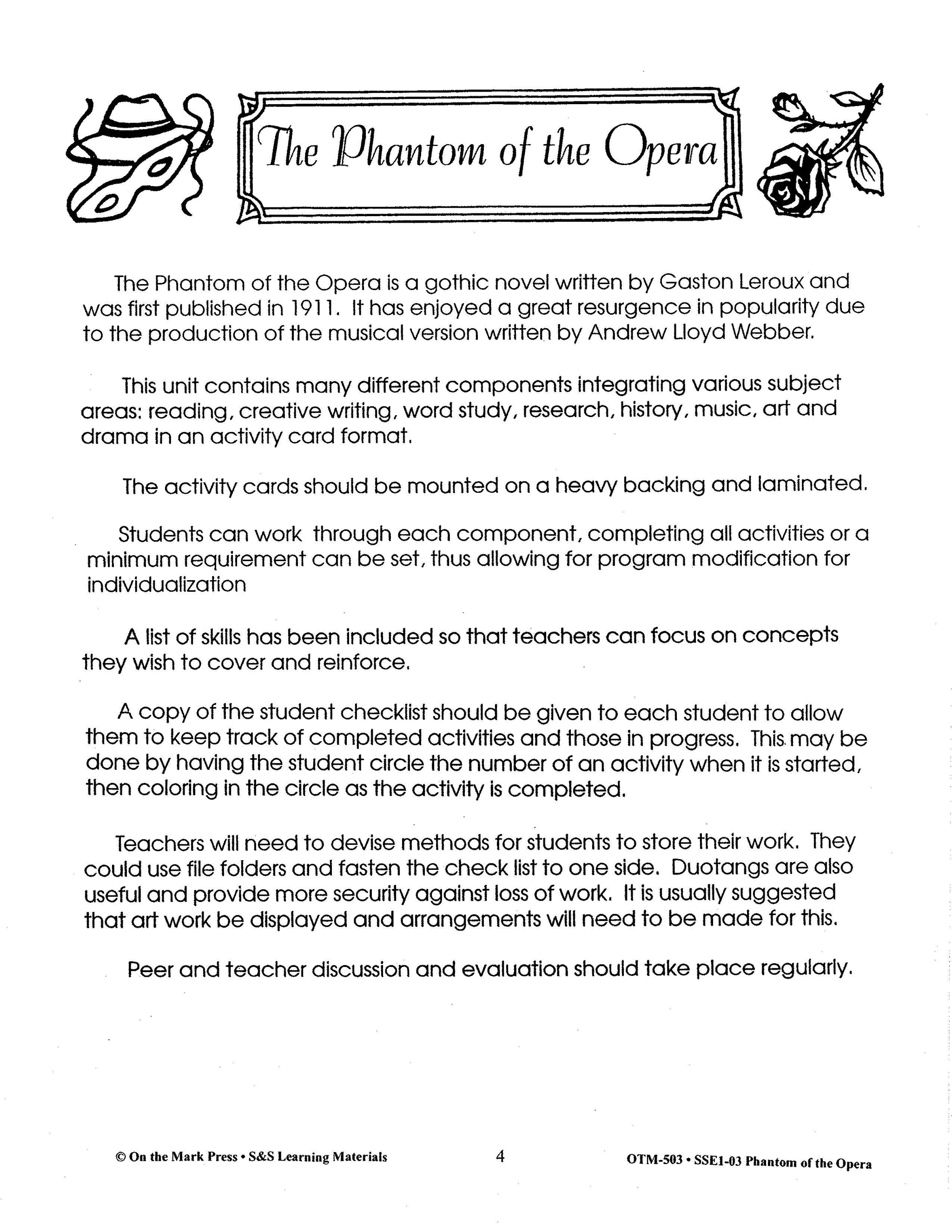 The Phantom of the Opera Musical Grades 7-9