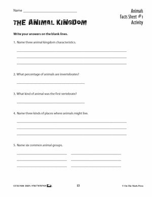 Animals: Student Reading Information & Worksheets Grades 3+
