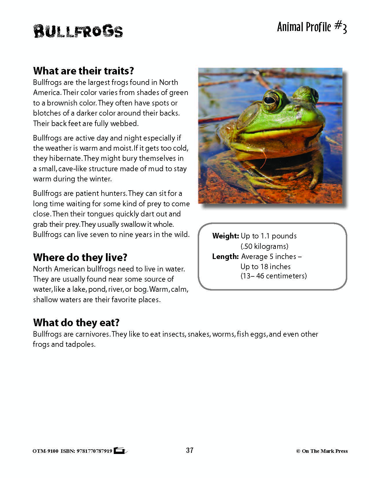Amphibians Activities & Fast Fact Reading Folder Grades 3+