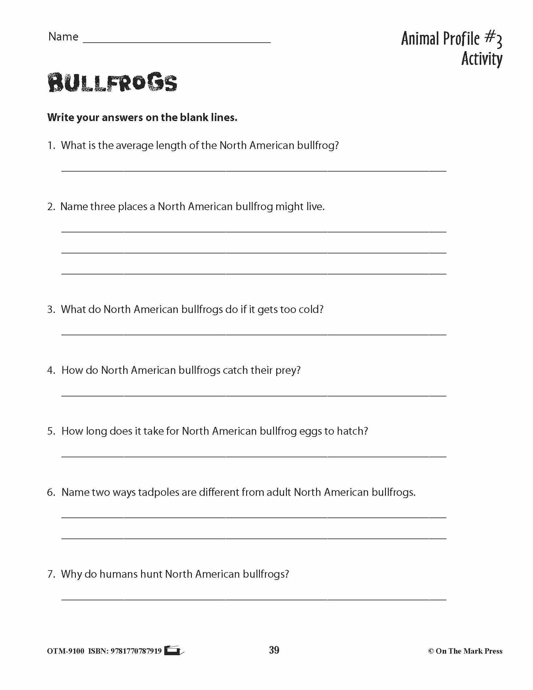 Amphibians Activities & Fast Fact Reading Folder Grades 3+