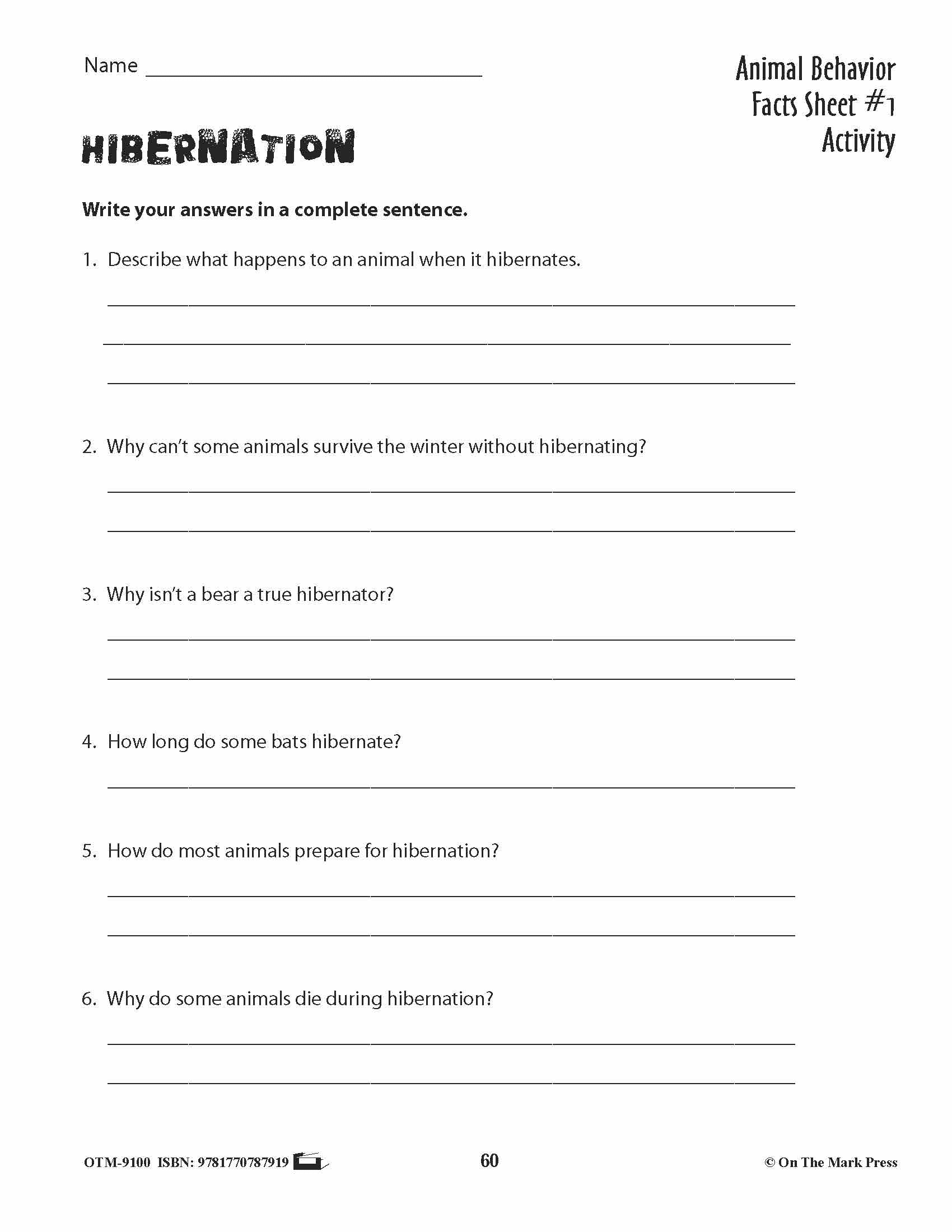 Animal Behavior Activities Grades 3+