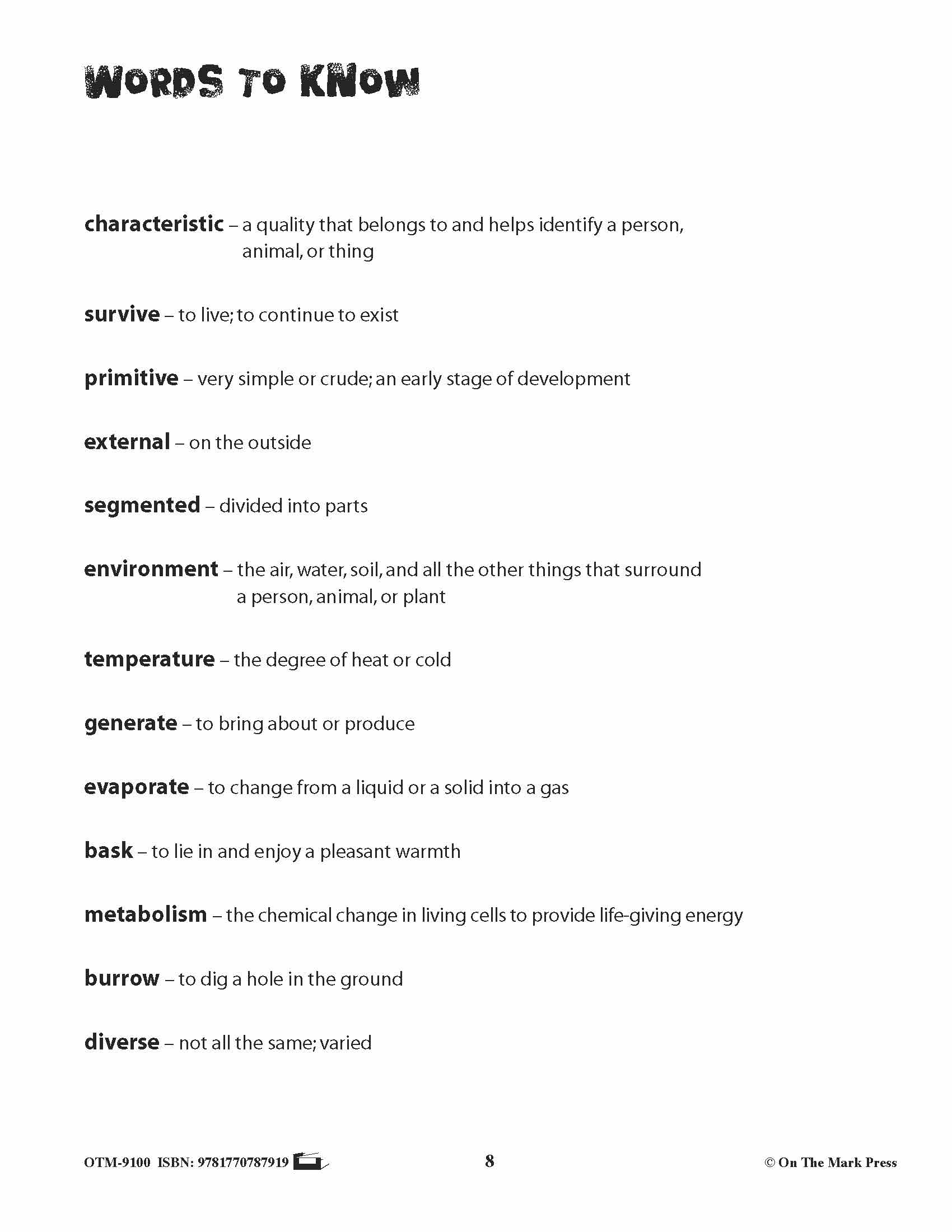 Animals & Habitats Vocabulary & Pre/Post-Test Grades 3+