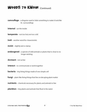 Animals & Habitats Vocabulary & Pre/Post-Test Grades 3+