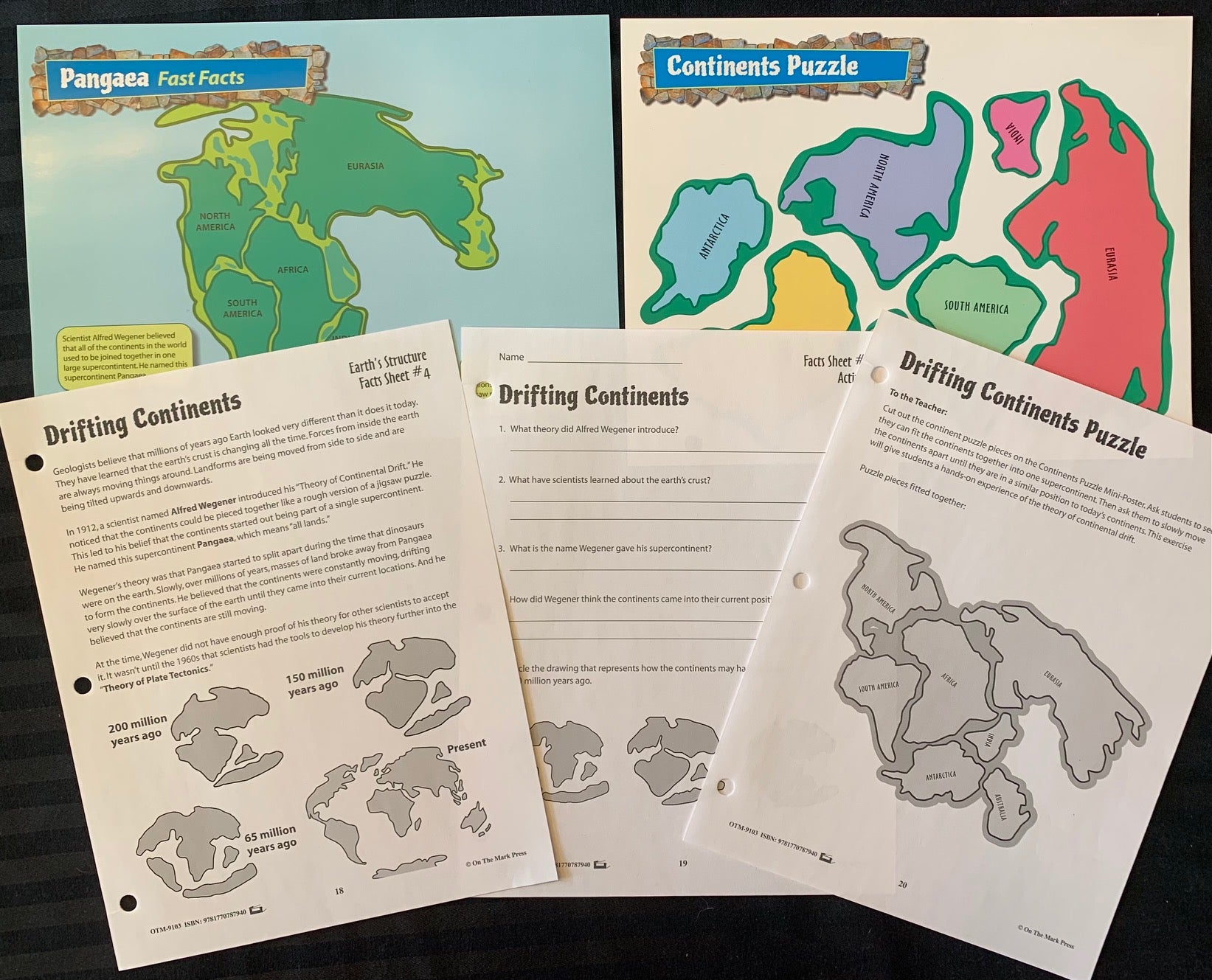 Drifting Continents Activities & Fast Fact Mini-Poster Grades 4+