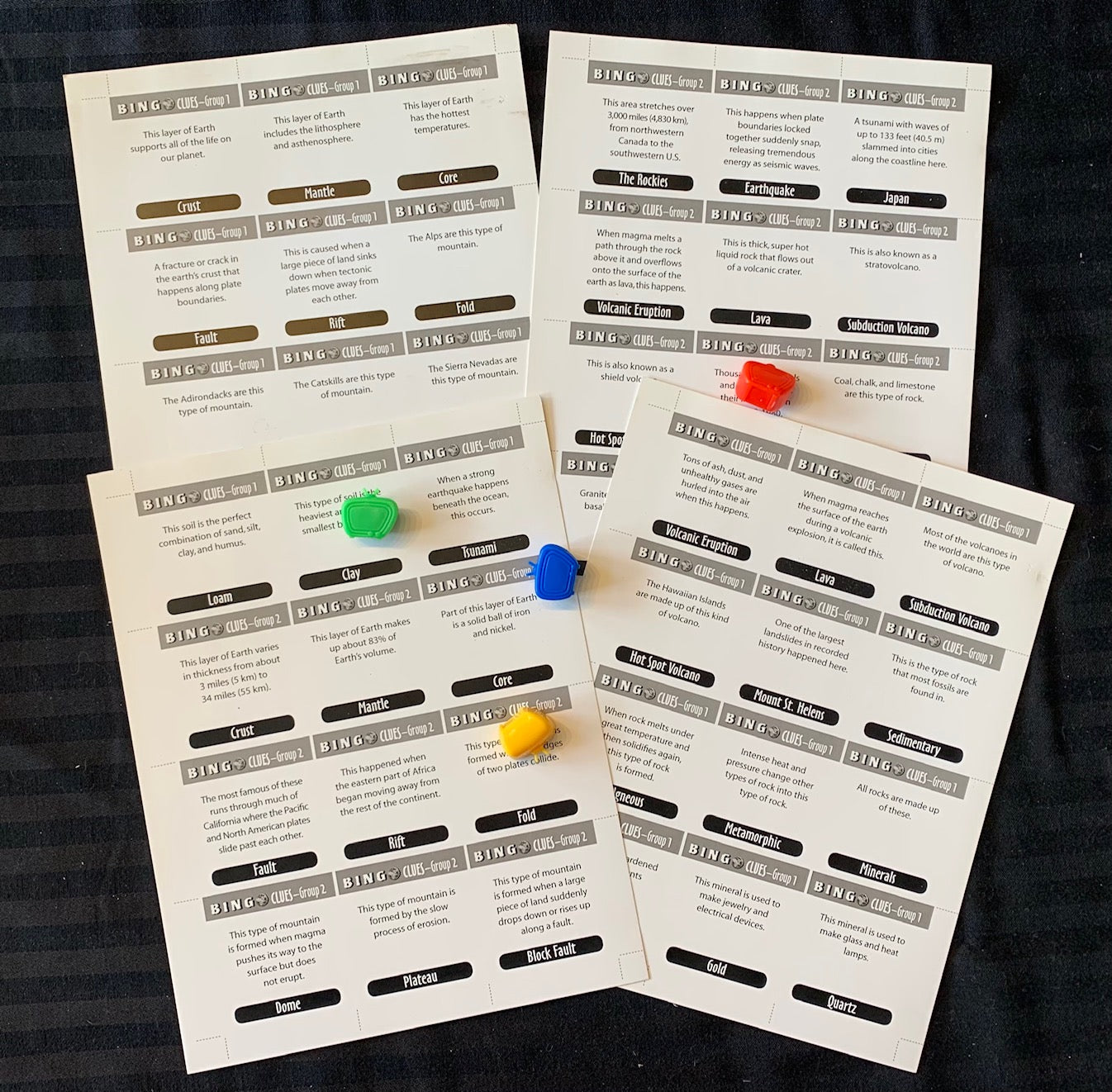 Earth's Crust Bingo Game Grades 4+