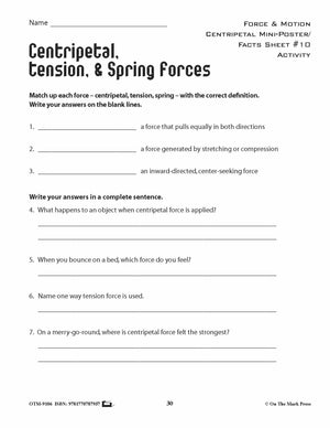 Centripetal Force Activity Pages & Mini Poster Grades 4+