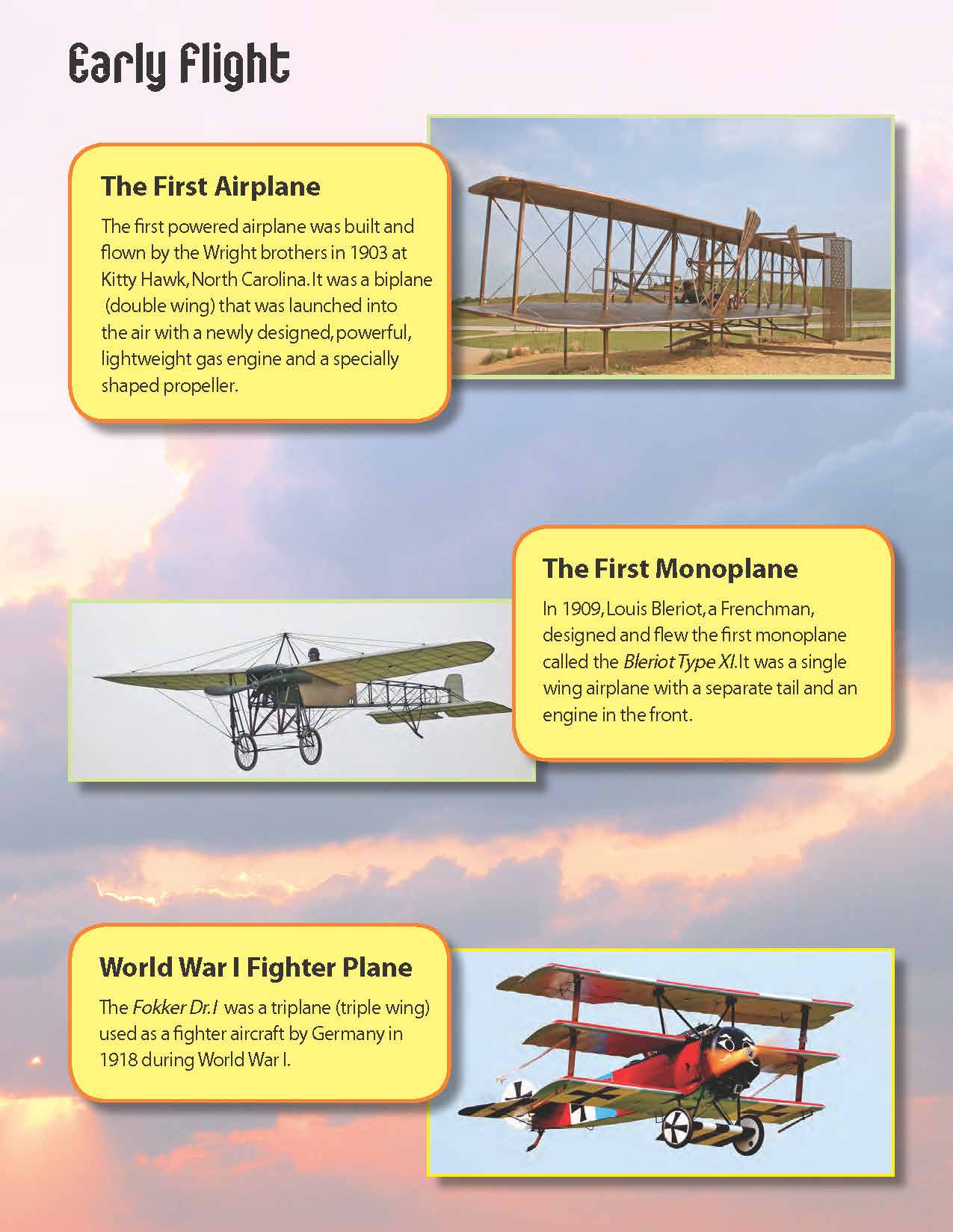 Early Flight Activities & Fast Fact Reading Folder Grades 4+
