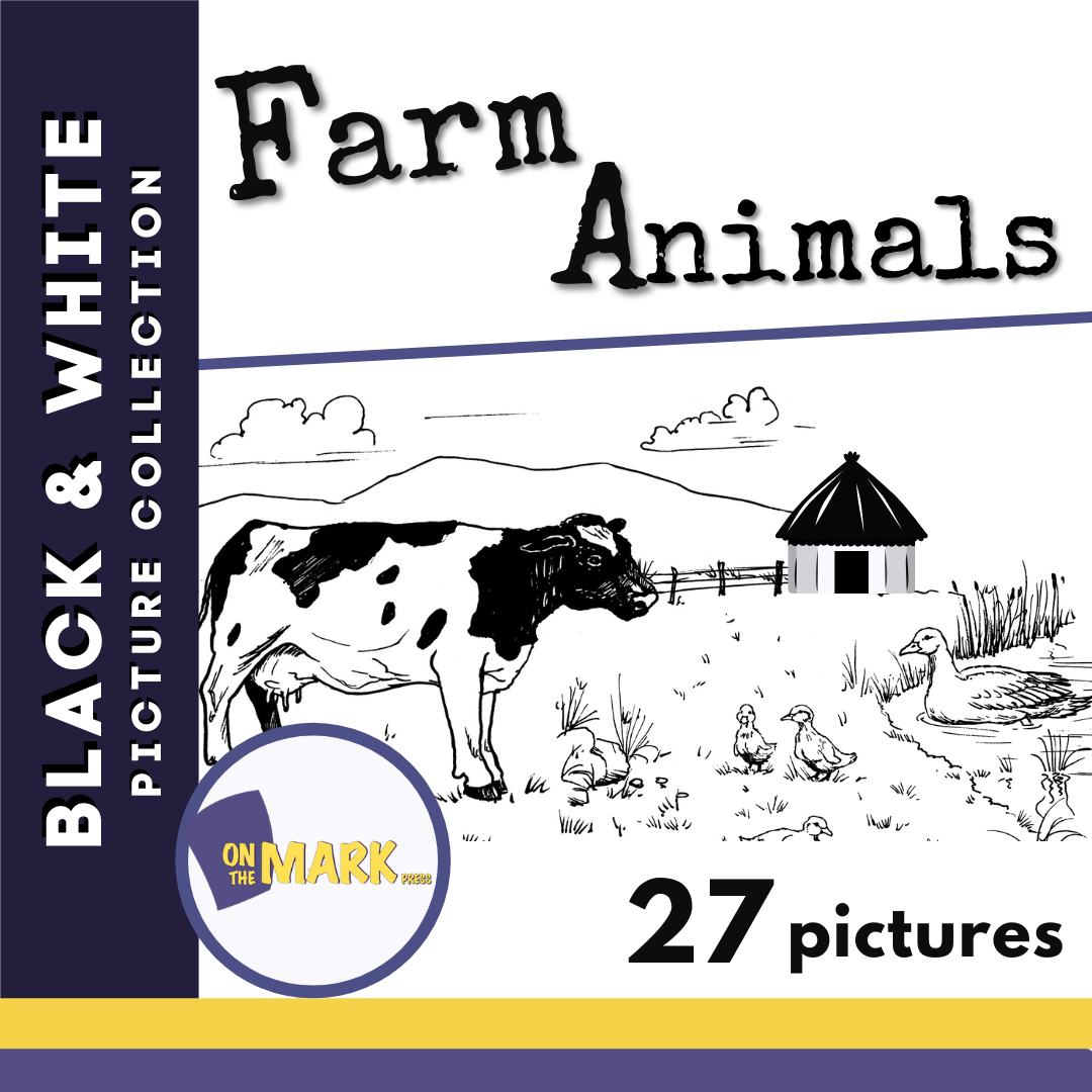 Farm Animals Black & White Picture Collection Grades K-8